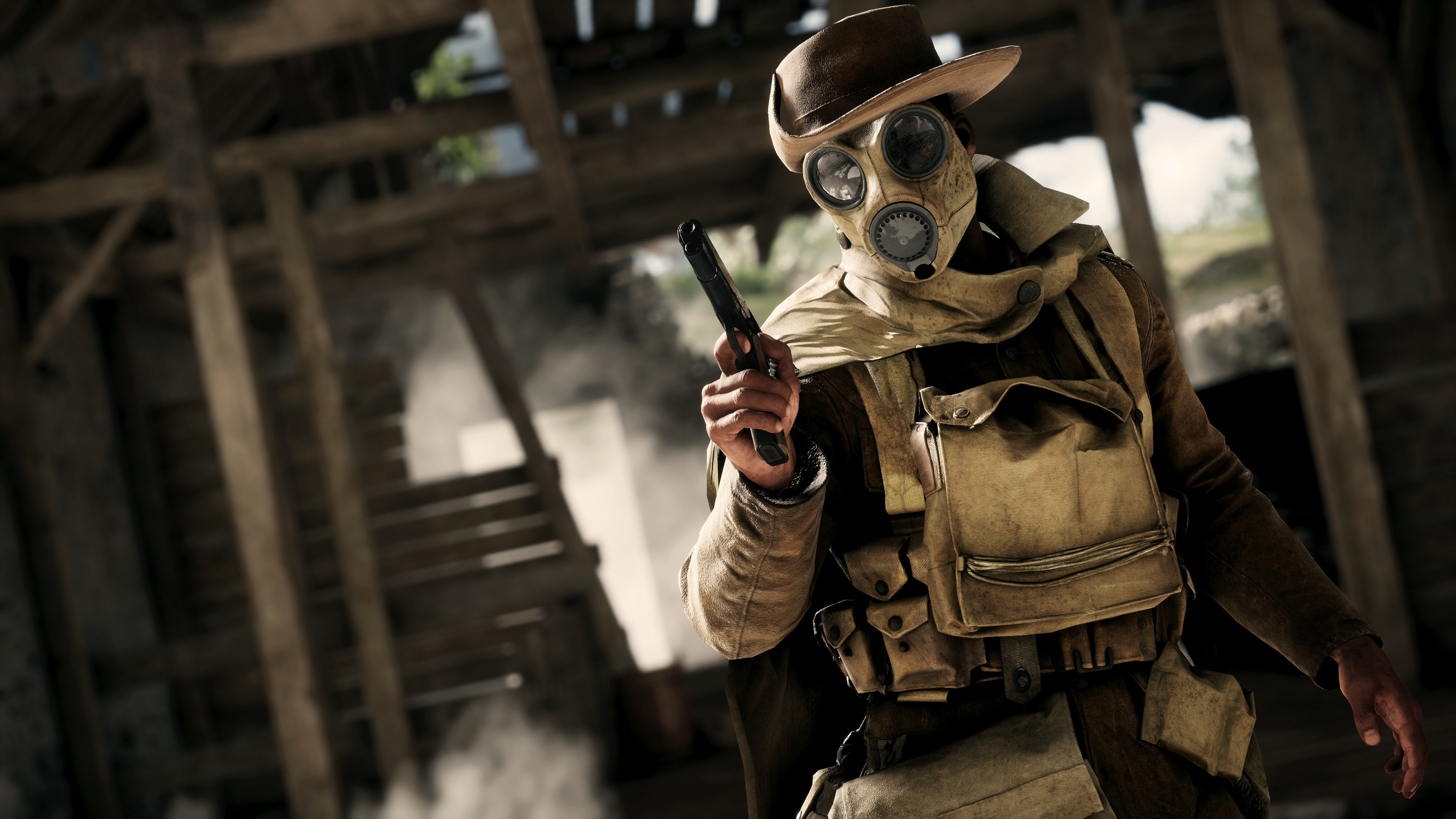 Battlefield 1, Maschera antigas, Pistola, Soldato, 4K, sfondo per PC