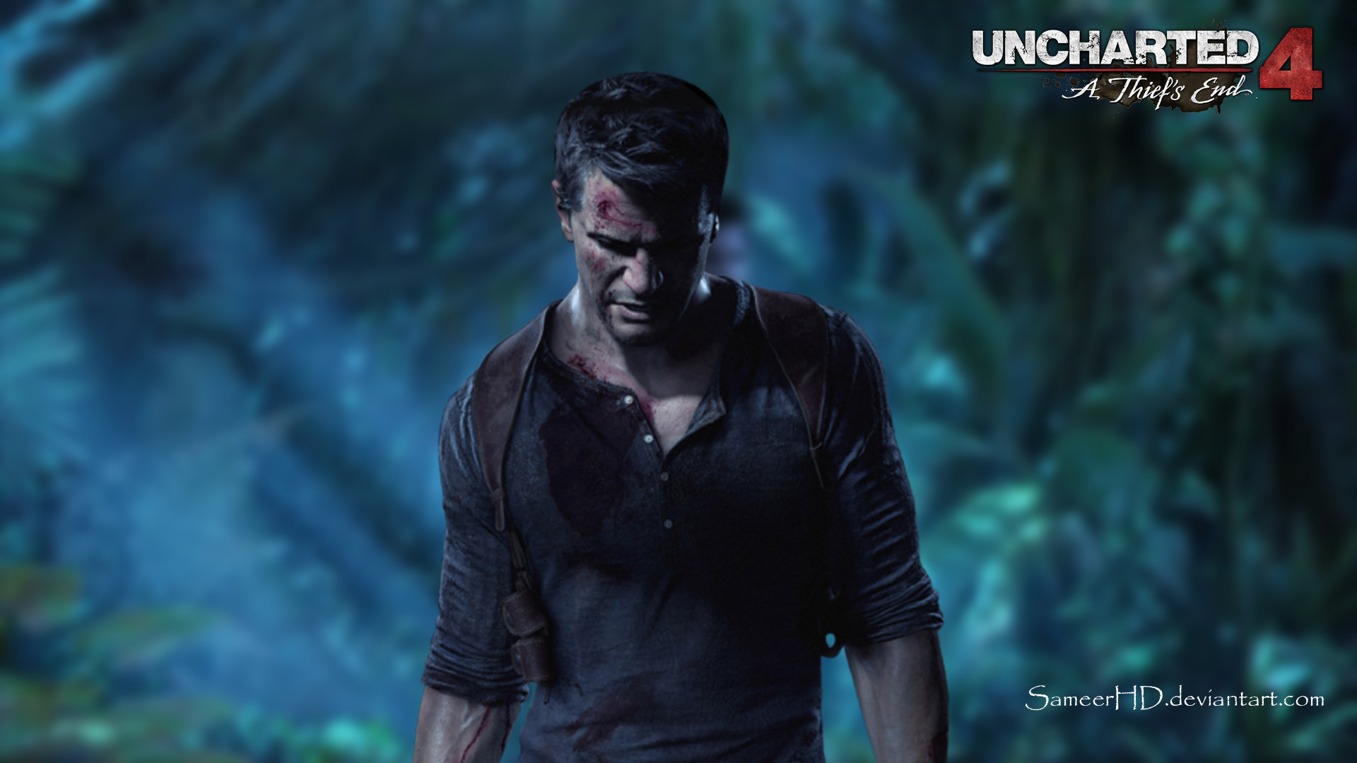 Nathan Drake, Uncharted 4, Logo, Giungla, Full HD, sfondo per portatile
