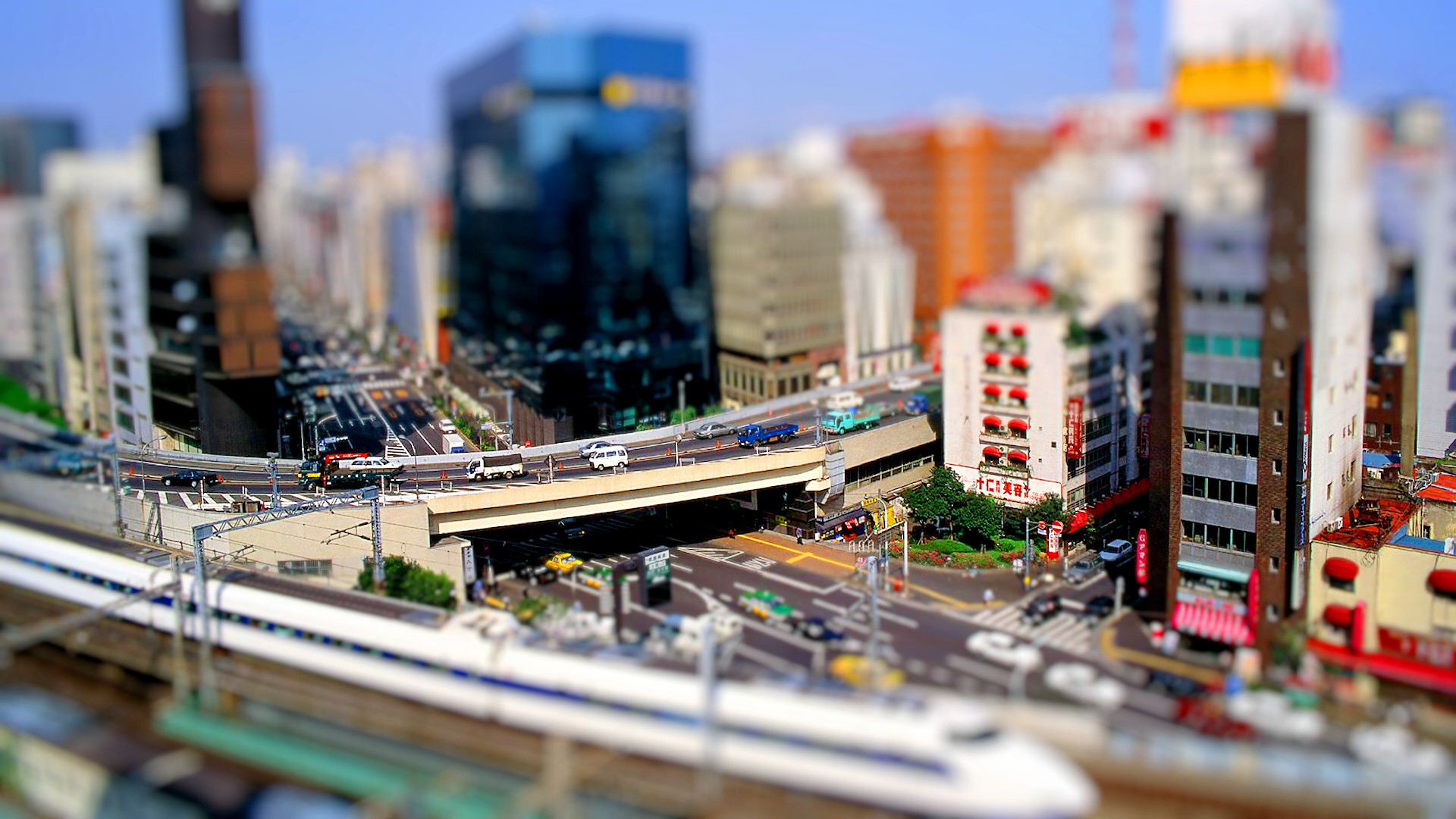 Tokyo, Shinkansen, Tilt-shift, Full HD, sfondo per PC e portatile