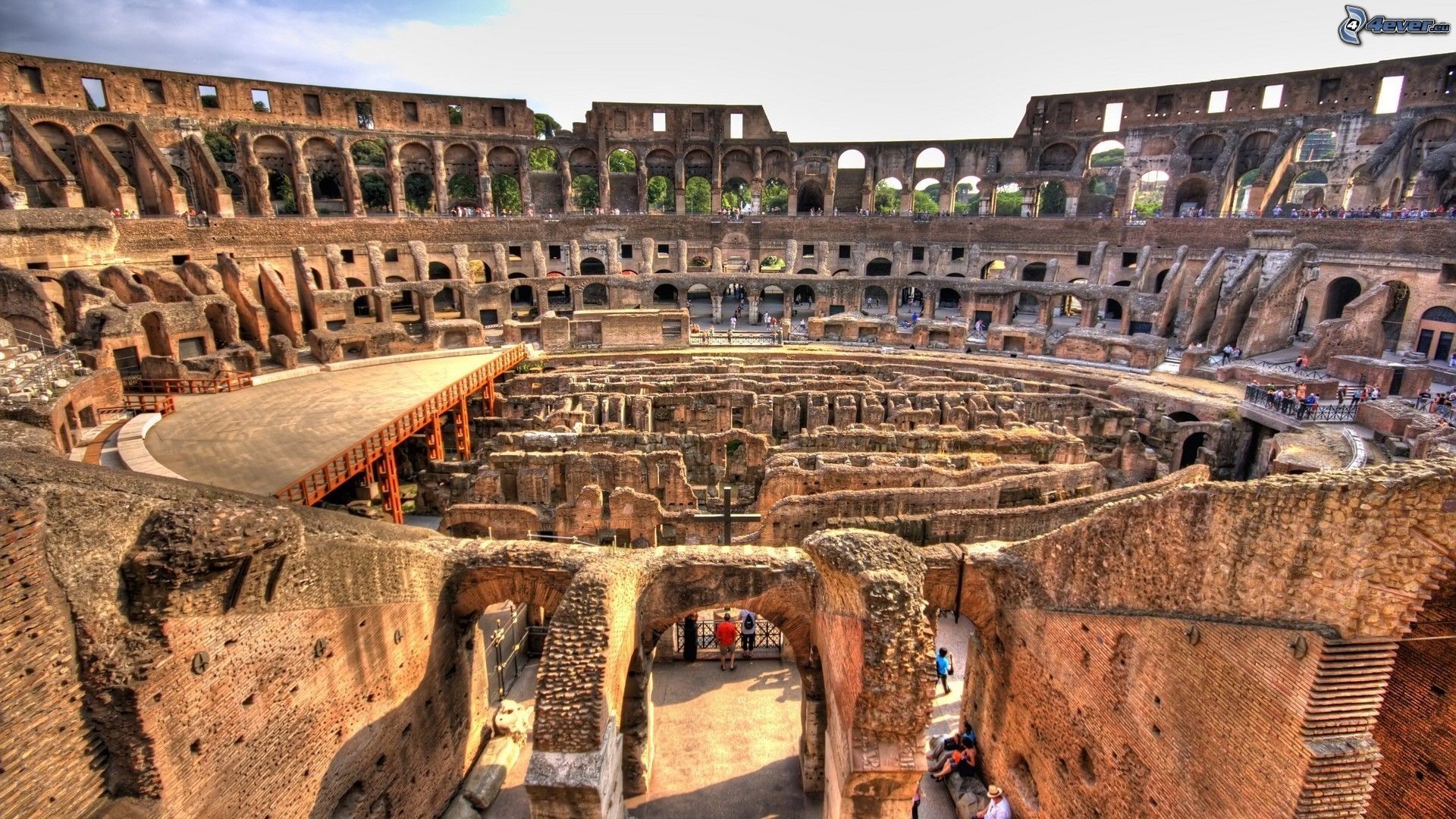 Colosseo, Ipogeo, Arena, Roma, Interno, Rovine, Full HD, sfondo per portatile