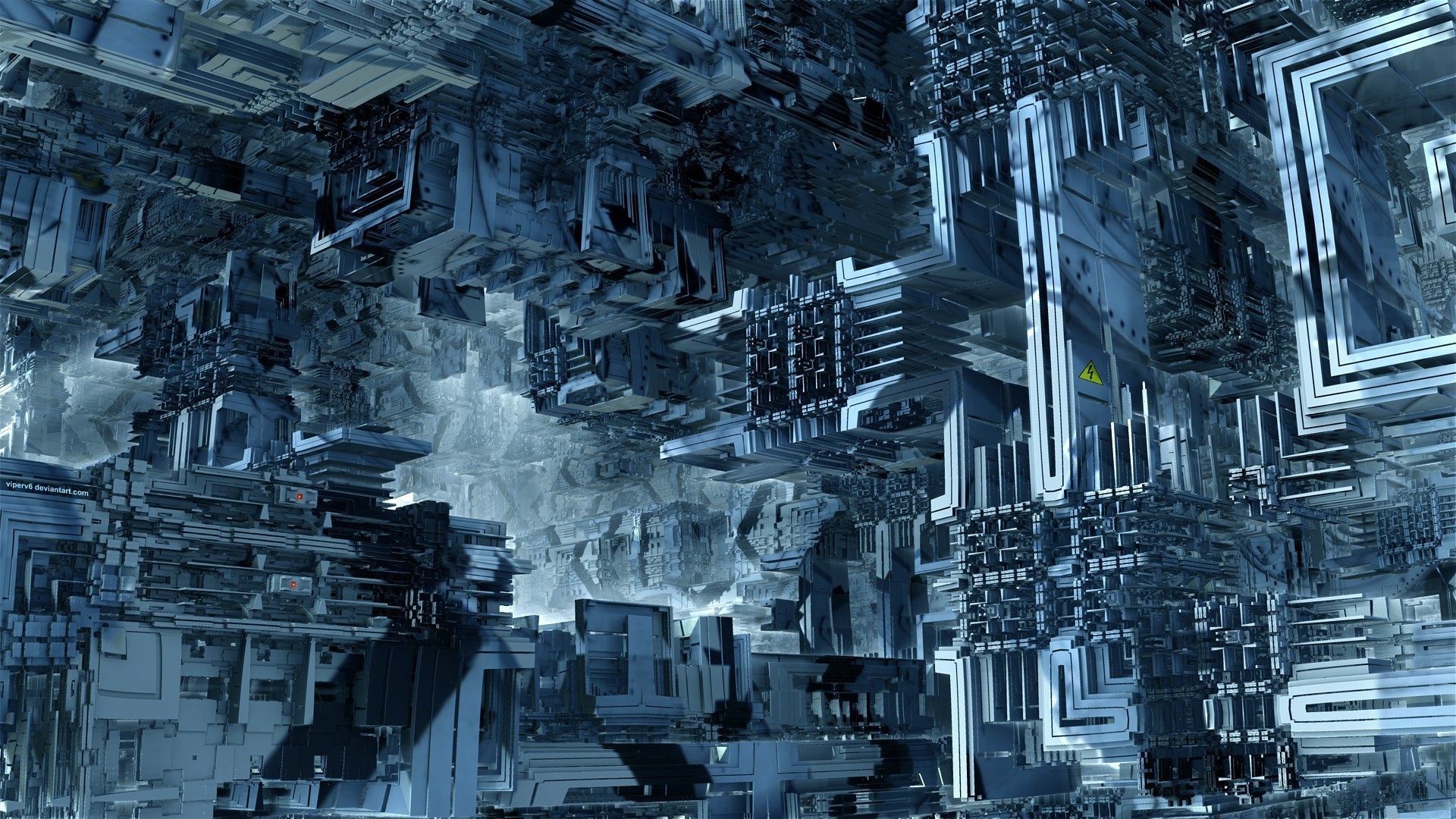 Architettura futuristica, Arte 3D, Fantascienza, Blu, 1920x1080, sfondo per PC