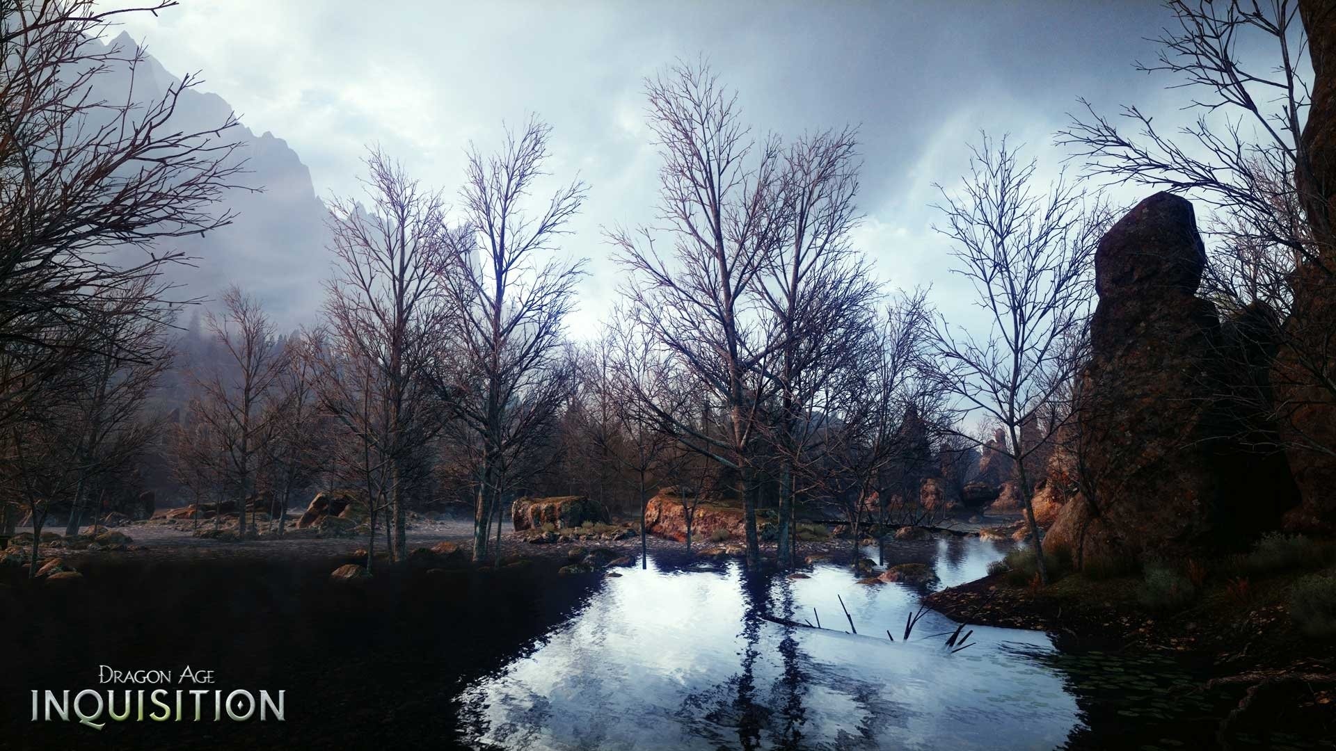Dragon Age: Inquisition, Palude, Alberi spogli, Riflesso, Full HD, sfondo per portatile