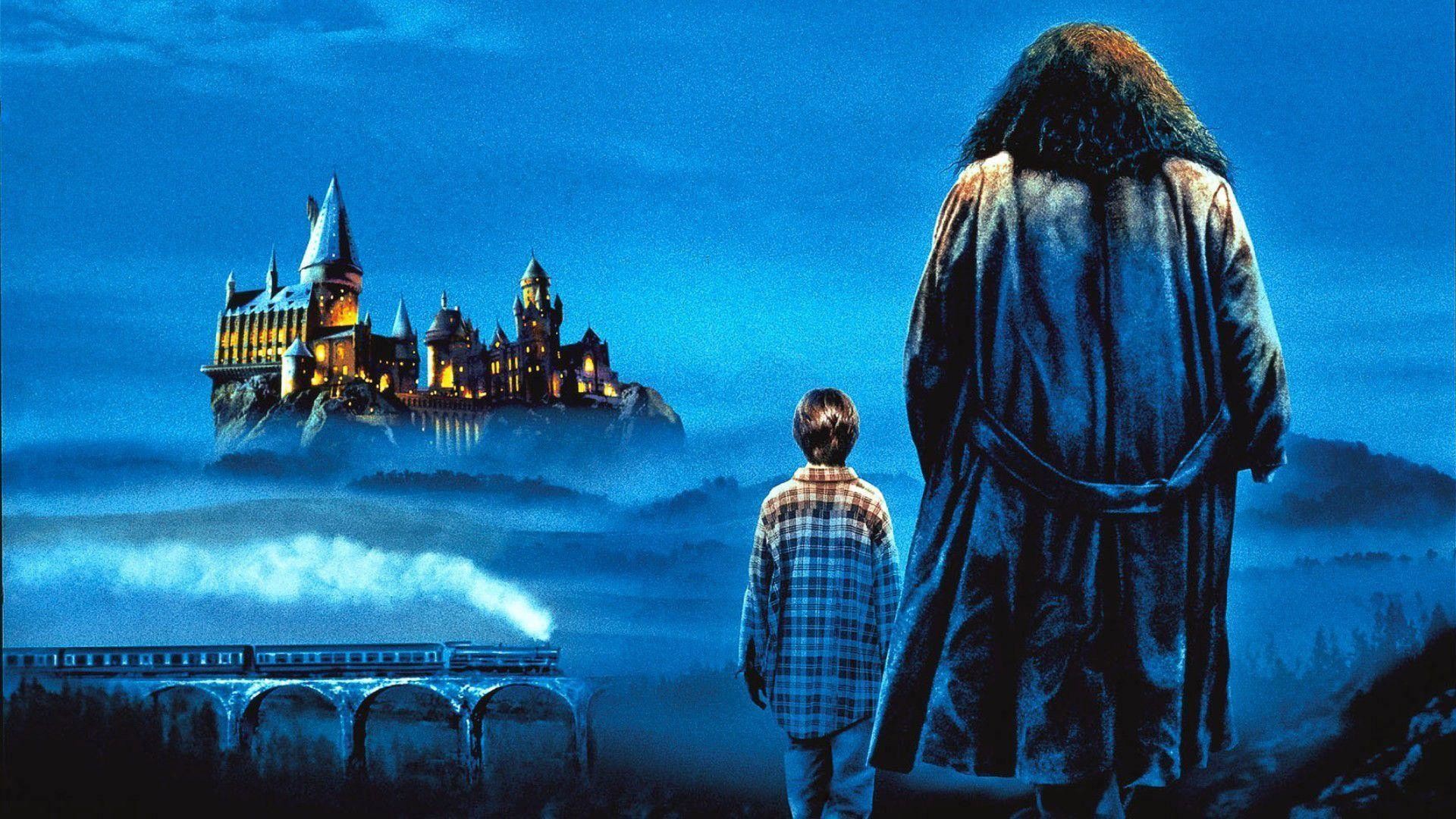 Harry Potter e la pietra filosofale, Rubeus Hagrid, Castello di Hogwarts, Espresso per Hogwarts, Notte, immagine di sfondo