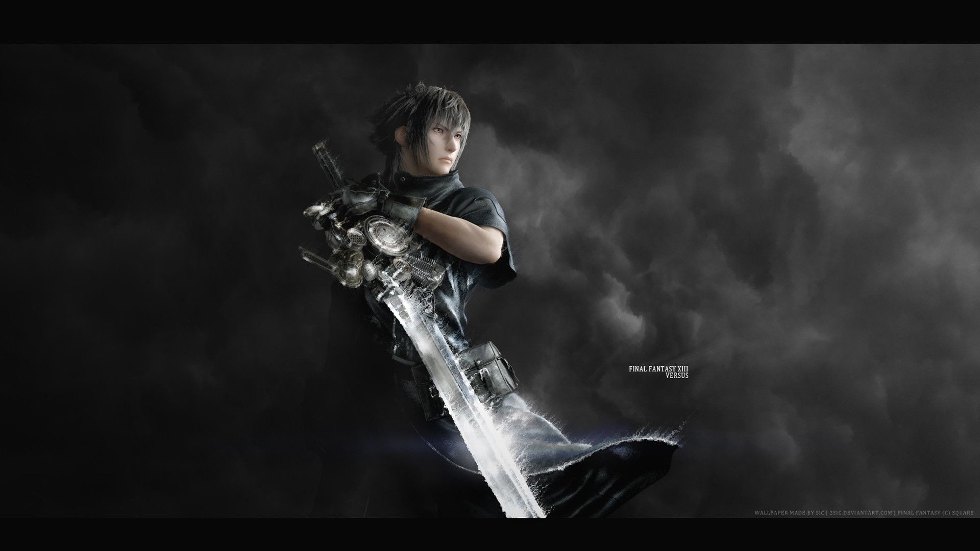 Noctis Lucis Caelum, Final Fantasy XV, Spada, Bianco e nero, 1920x1080, wallpaper desktop