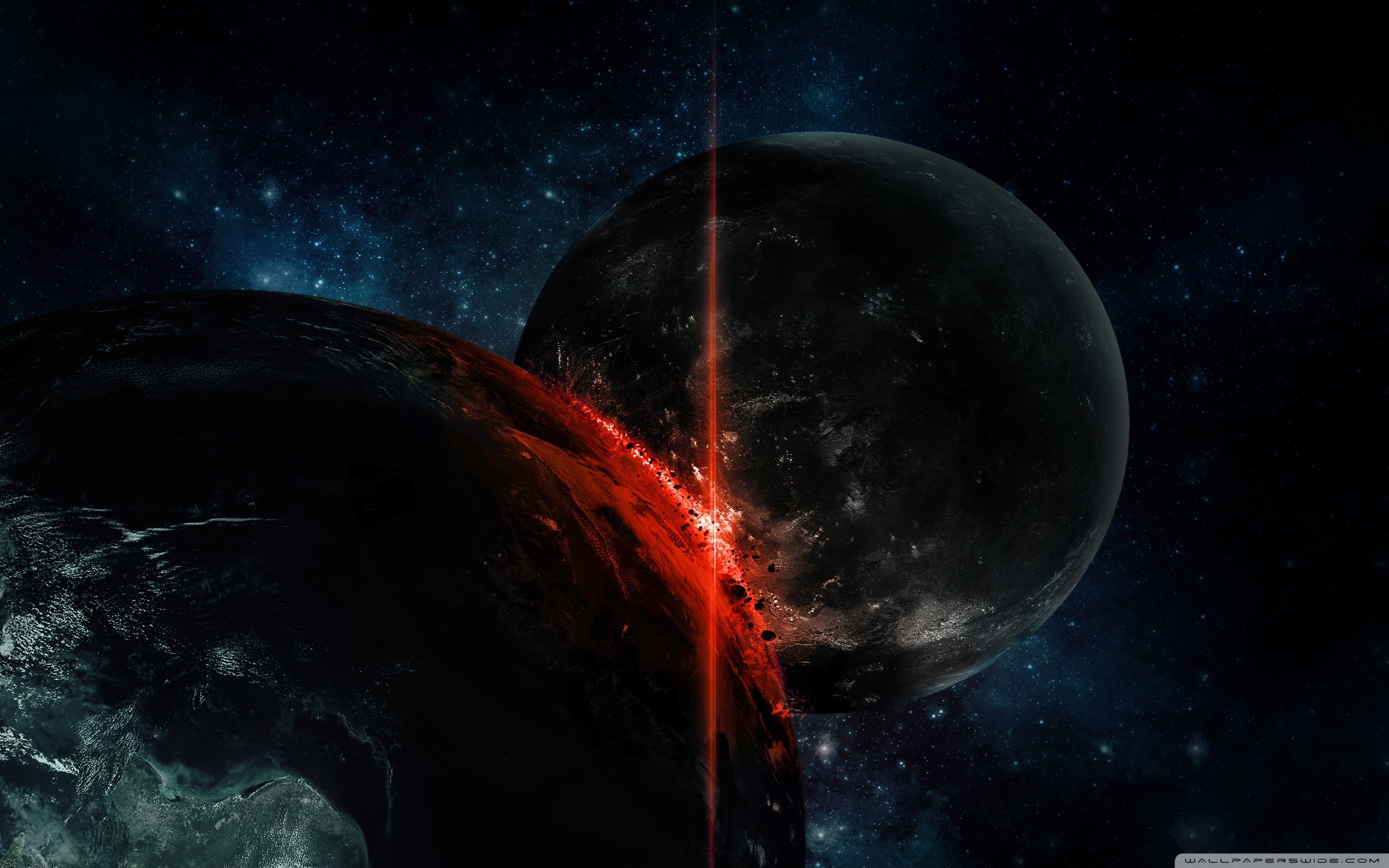 Pianeti, Collisione, Spazio, Buio, 2560x1600, immagine di sfondo