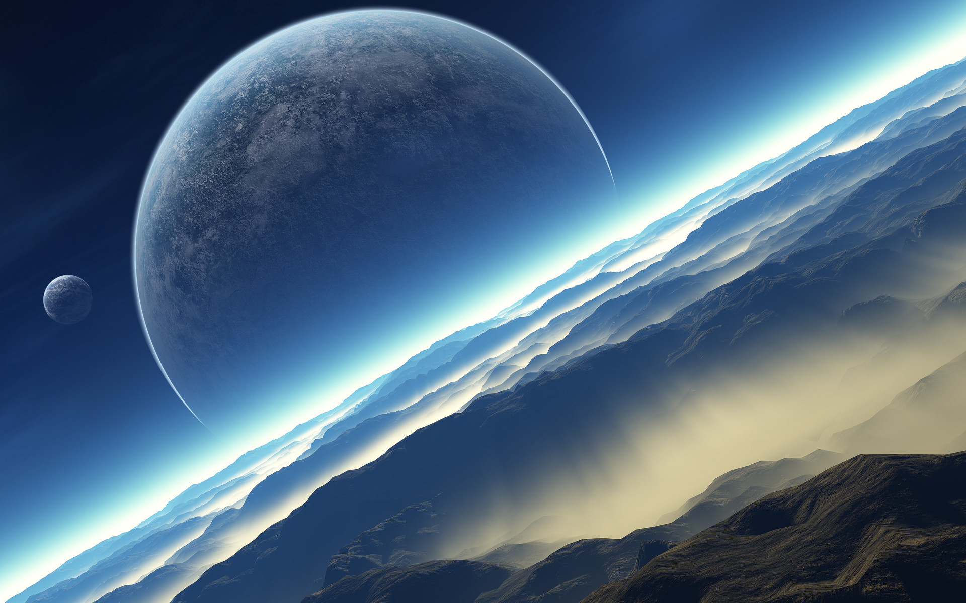 Pianeta, Lune, Nuvole, Fantascienza, 1920x1200, immagine di sfondo