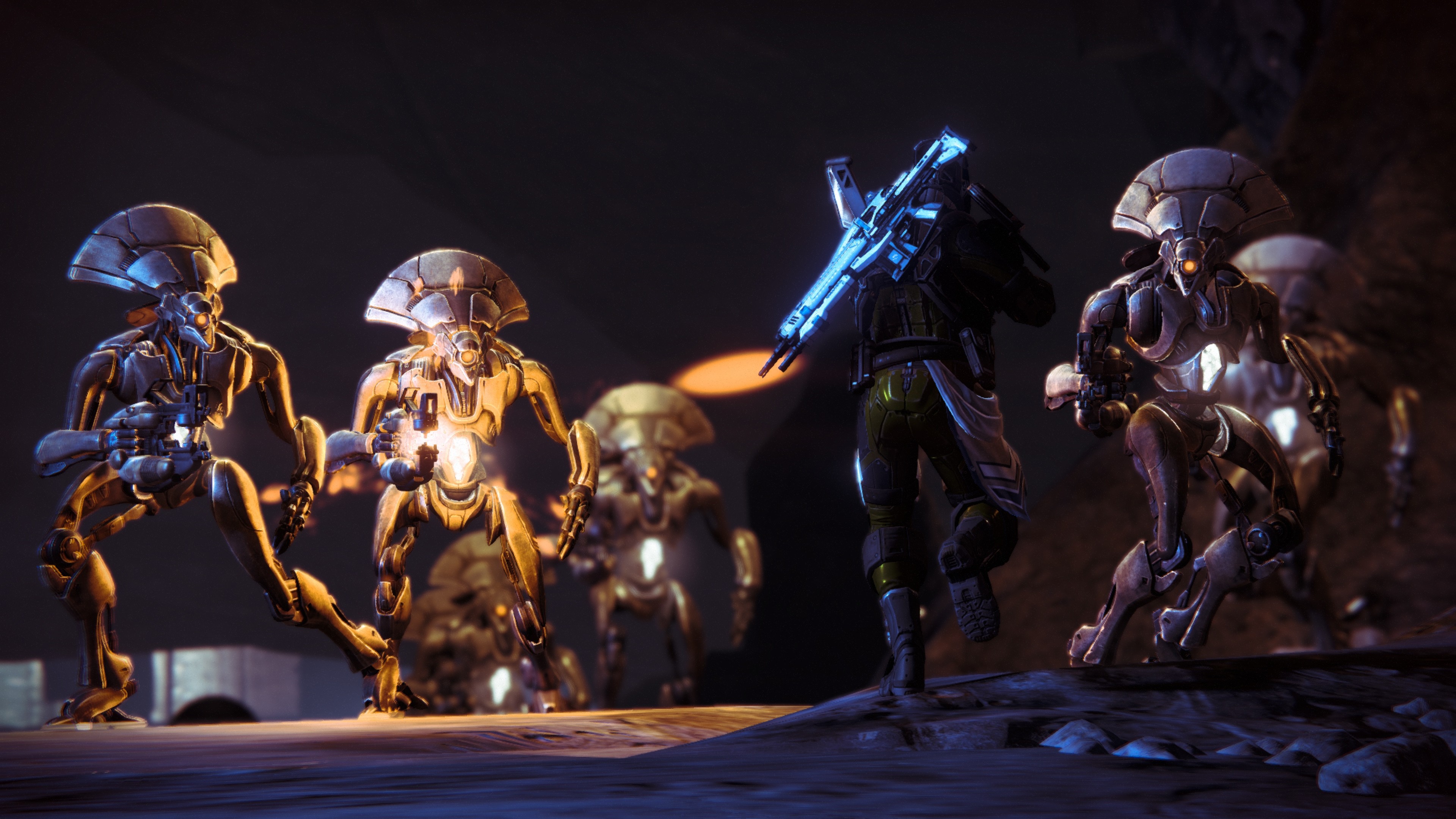 Destiny, Guardiano, Vex, Combattimento, Notte, 3840x2160, immagine di sfondo