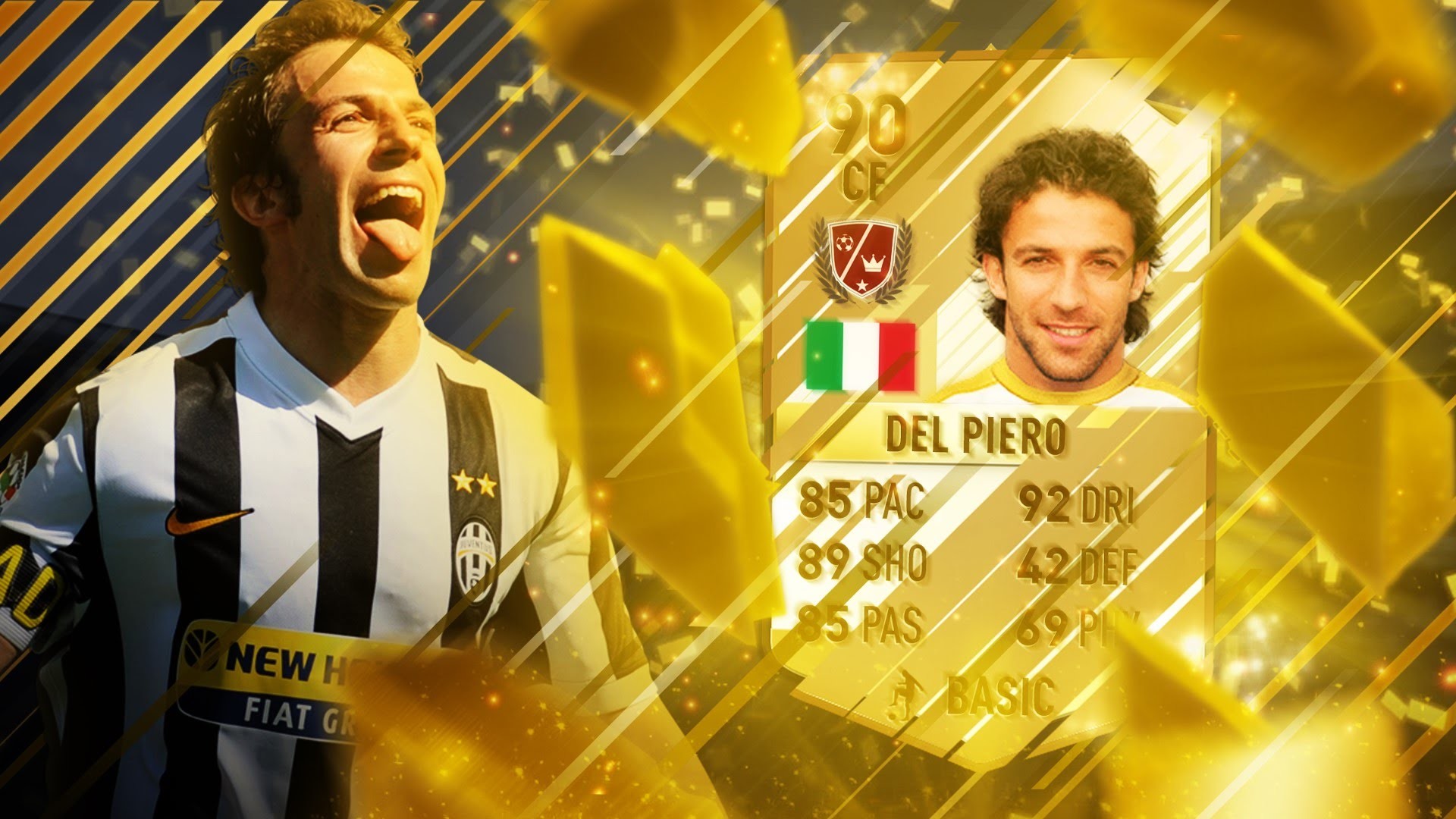 Alessandro Del Piero, FIFA Ultimate Team, Carta giocatore, Oro, Full HD, sfondo Windows 11