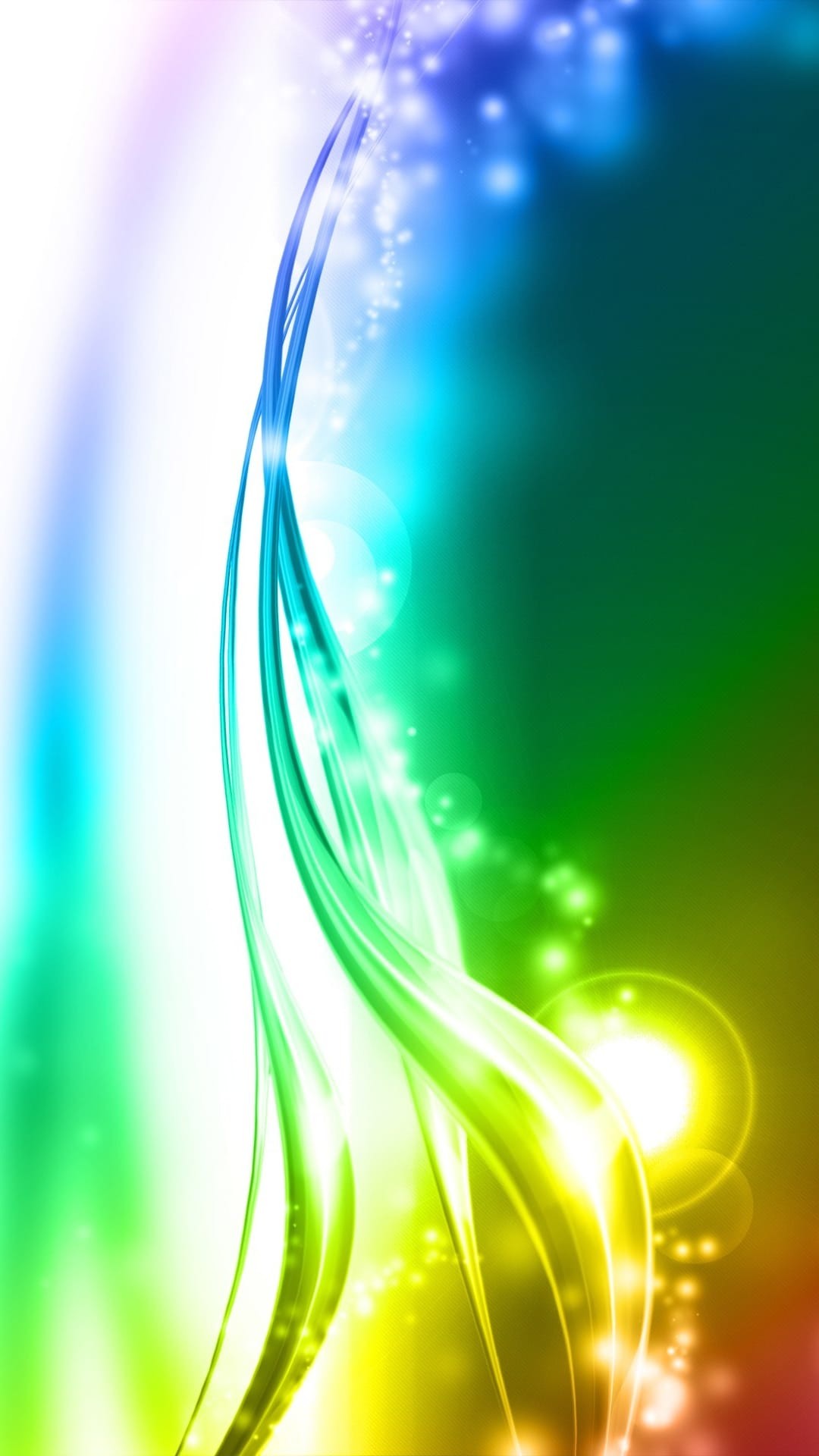 Onde di luce, Arcobaleno, Astratto, Bianco, sfondo per Android