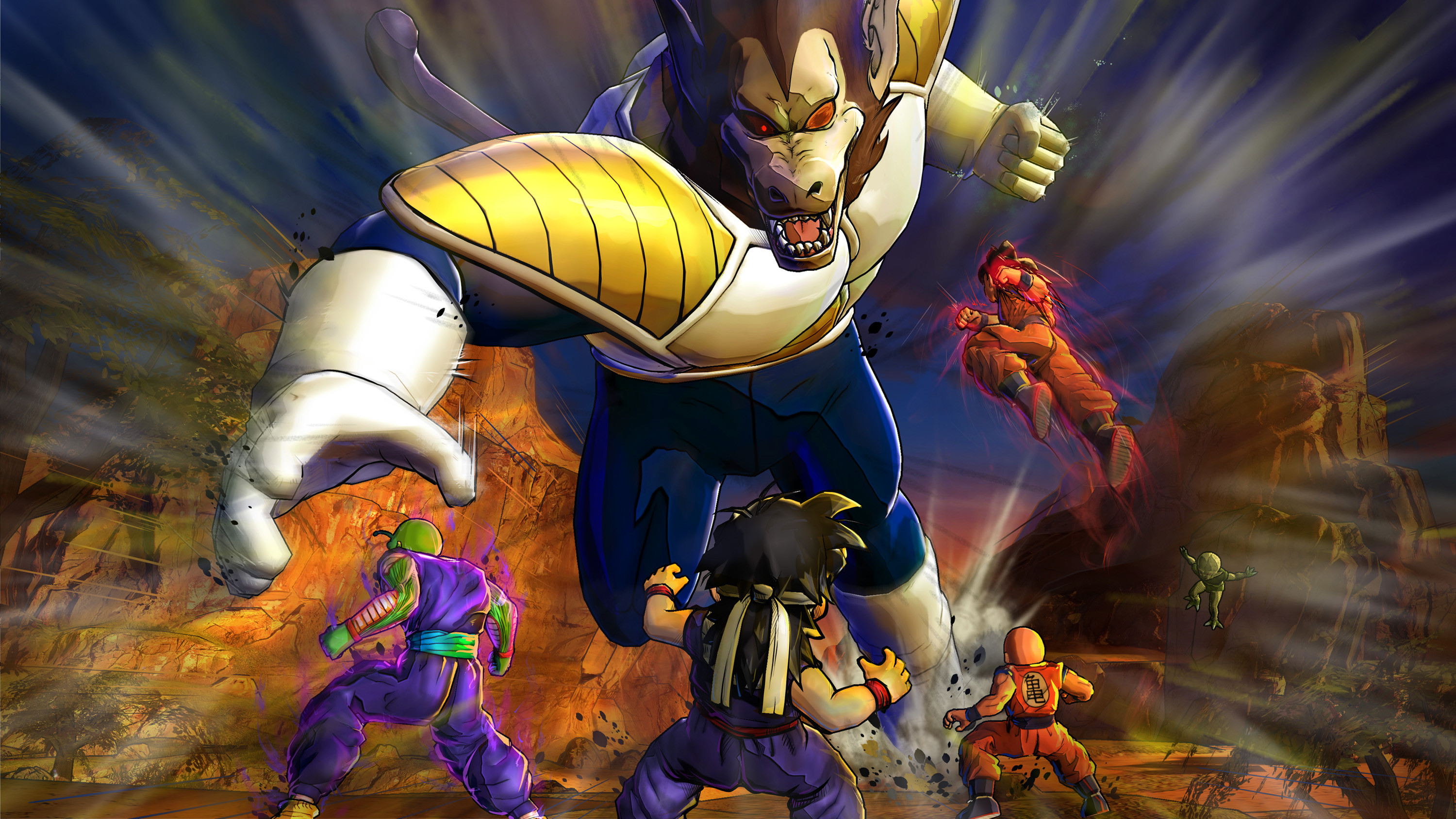 Vegeta Oozaru, Goku, Piccolo, Dragon Ball Z, Combattimento, 16:9 2K, sfondo widescreen