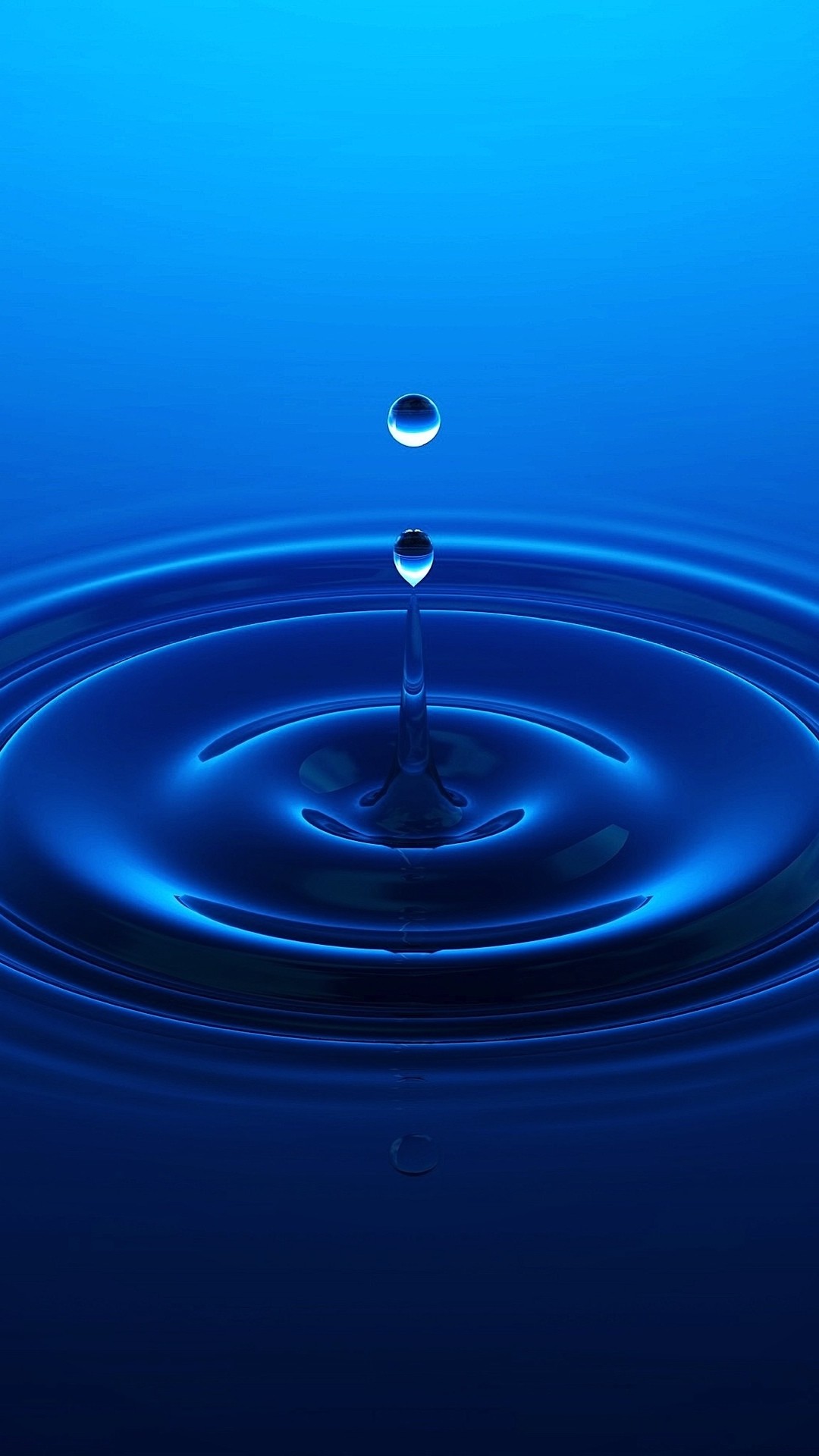 Goccia d'acqua, Cerchi, Blu, Macro, sfondo per cellulare, iPhone e Android