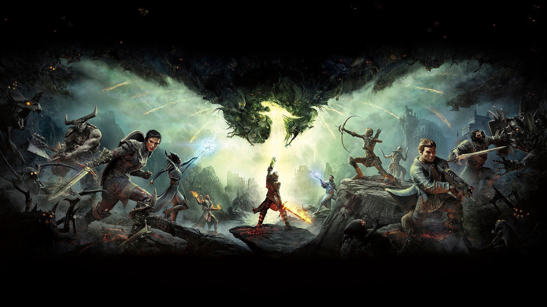 Dragon Age: Inquisition, Battaglia, Squarcio, Draghi, Eroi, 16:9 Full HD, sfondo widescreen