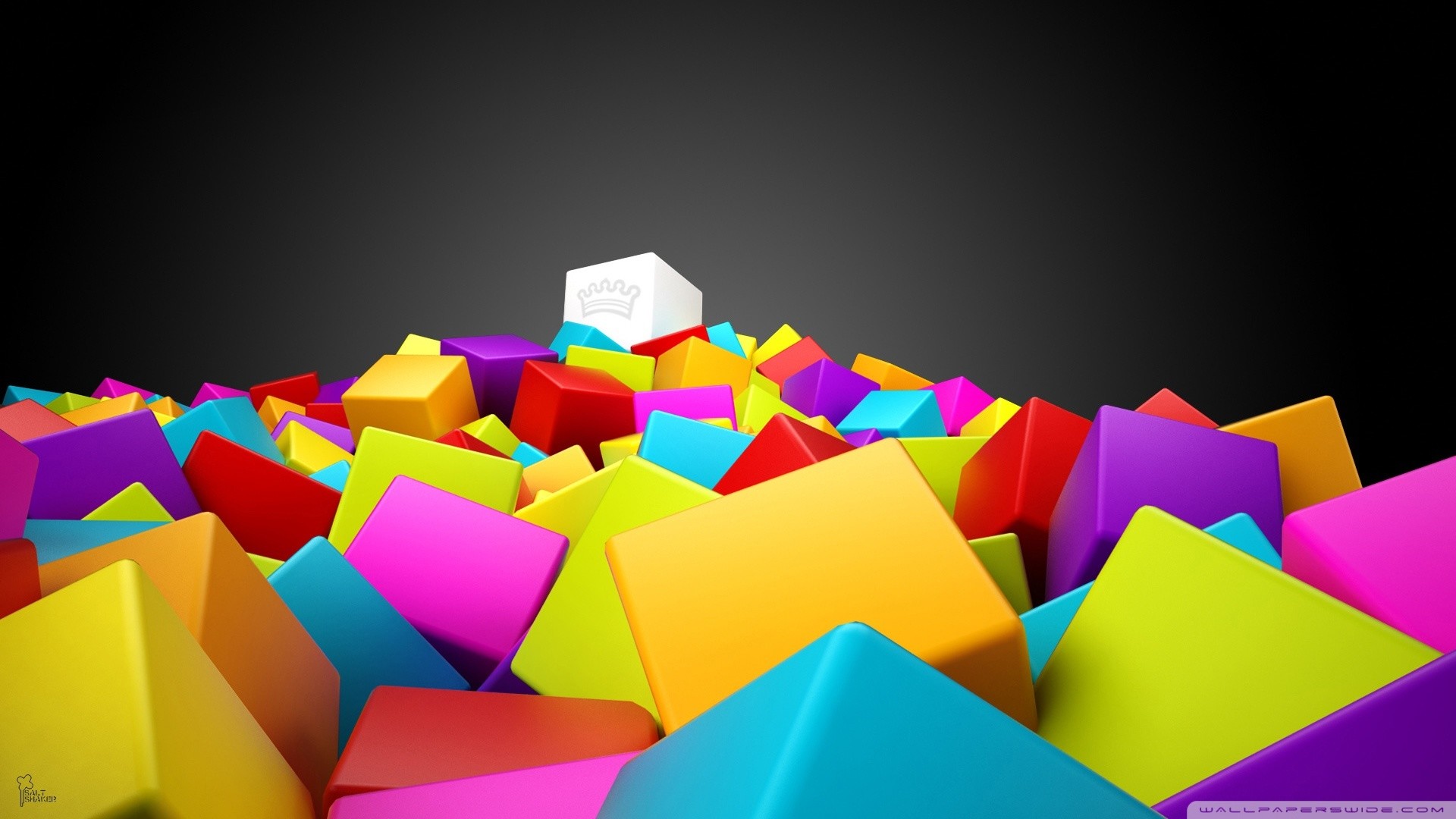 Cubi colorati, Arcobaleno, Rendering 3D, 16:9 Full HD, sfondo widescreen