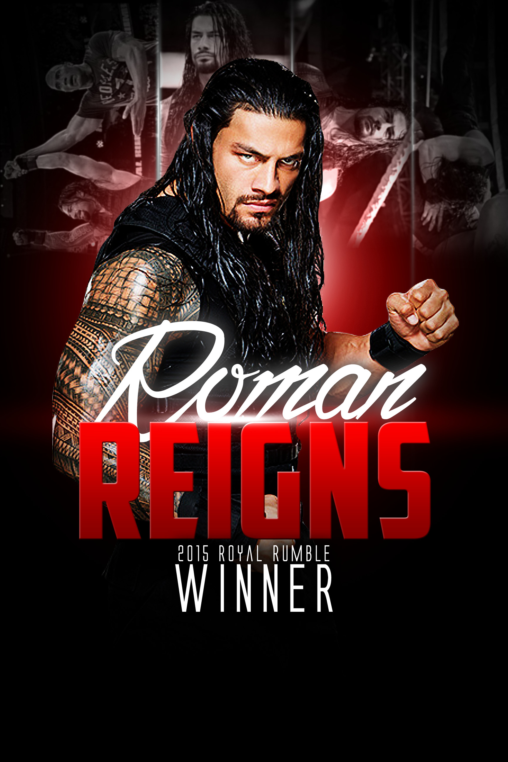 Roman Reigns, Royal Rumble, WWE, Vincitore, Poster, QHD+, sfondo per smartphone