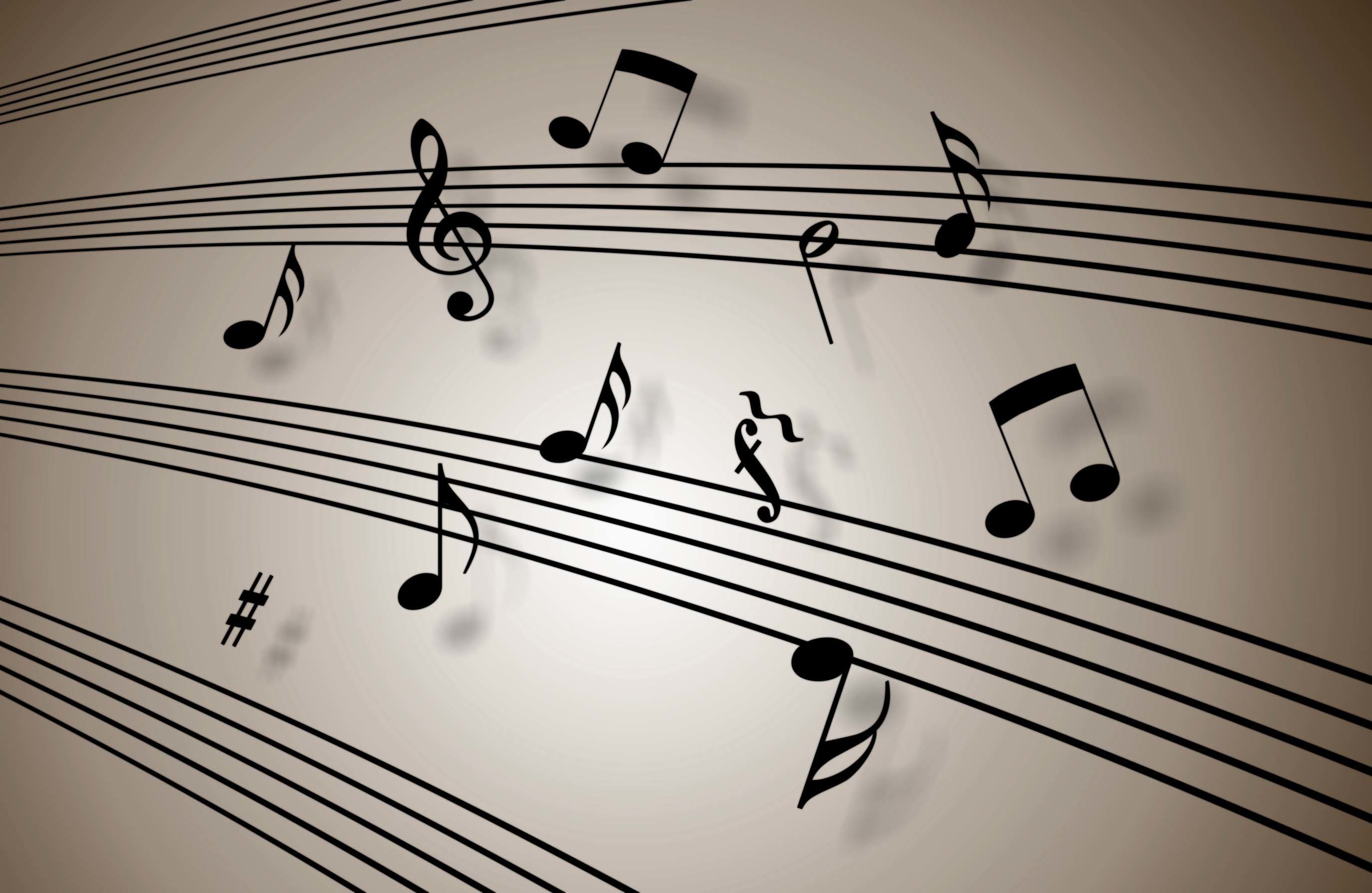 Note musicali, Pentagramma, Chiave di violino, Beige, 2K, sfondo per portatile