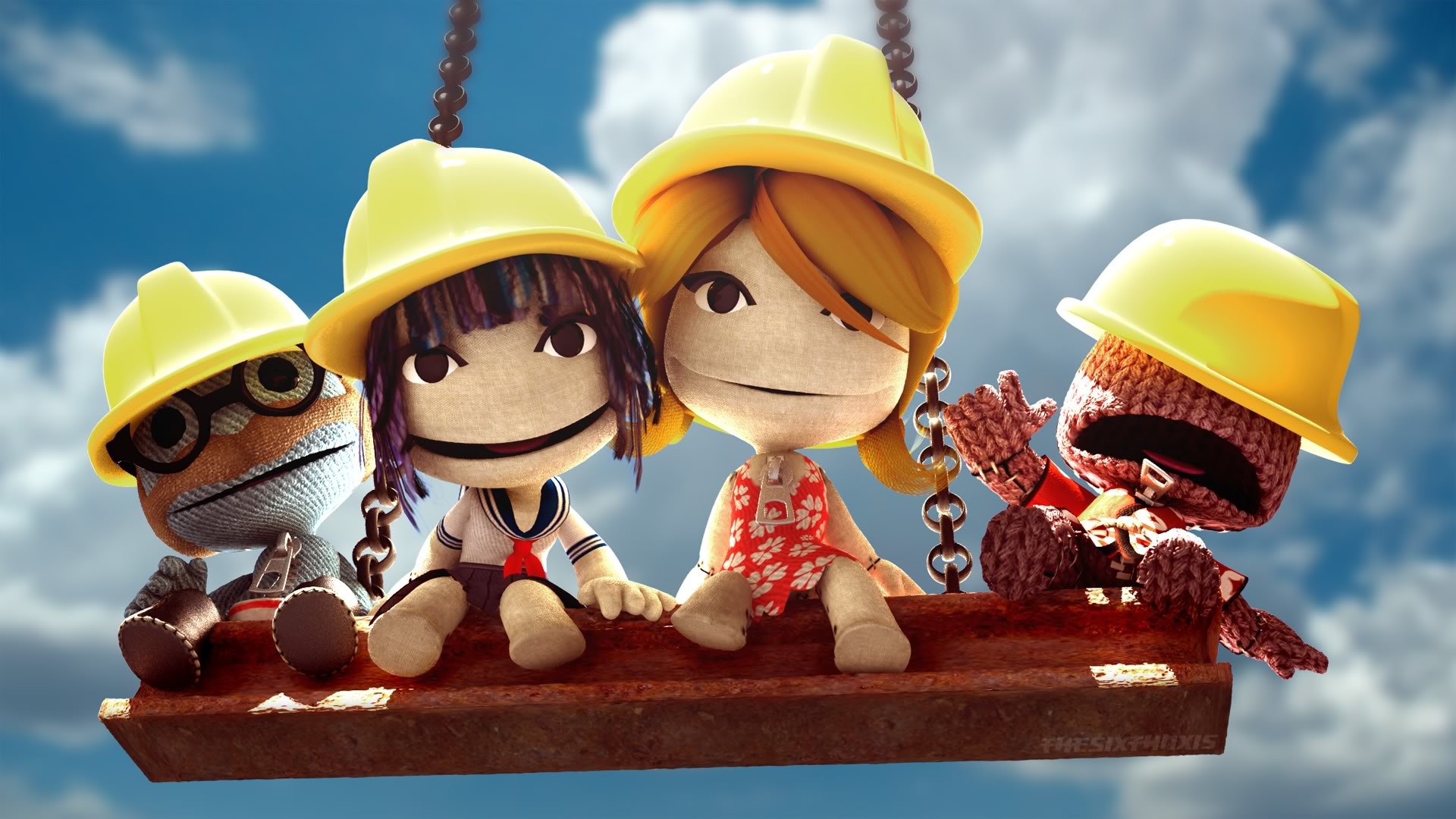 LittleBigPlanet, Sackboy, Caschi gialli, 16:9 Full HD, sfondo widescreen