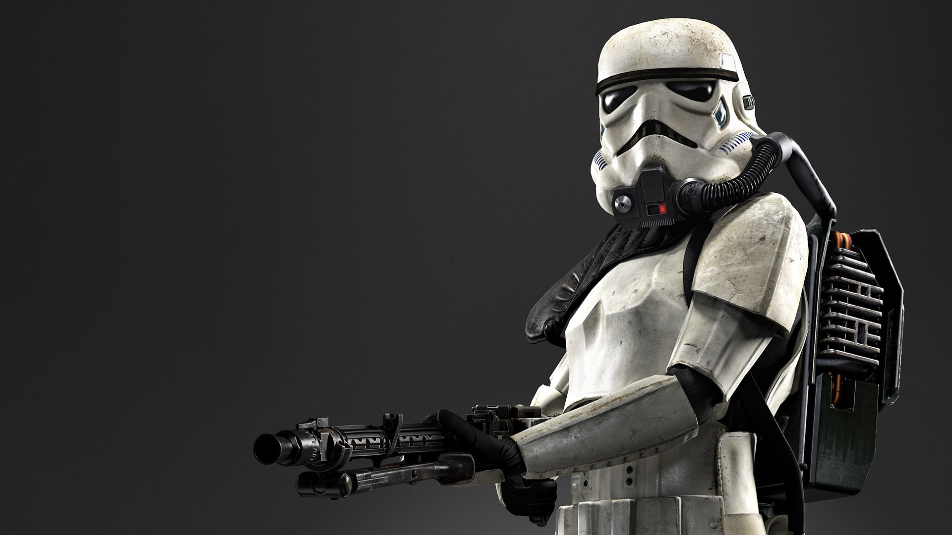 Star Wars Battlefront, Stormtrooper, Blaster, Sfondo grigio, Full HD, wallpaper per computer