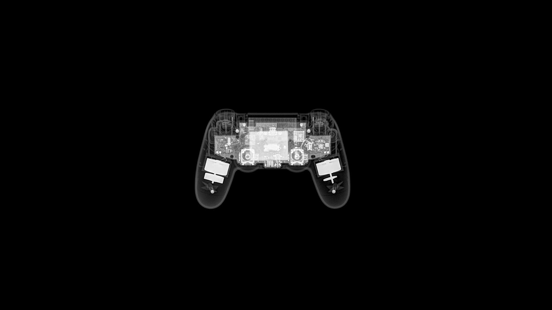 DualShock 4, Controller, Raggi X, Sfondo nero, 16:9 Full HD, wallpaper widescreen