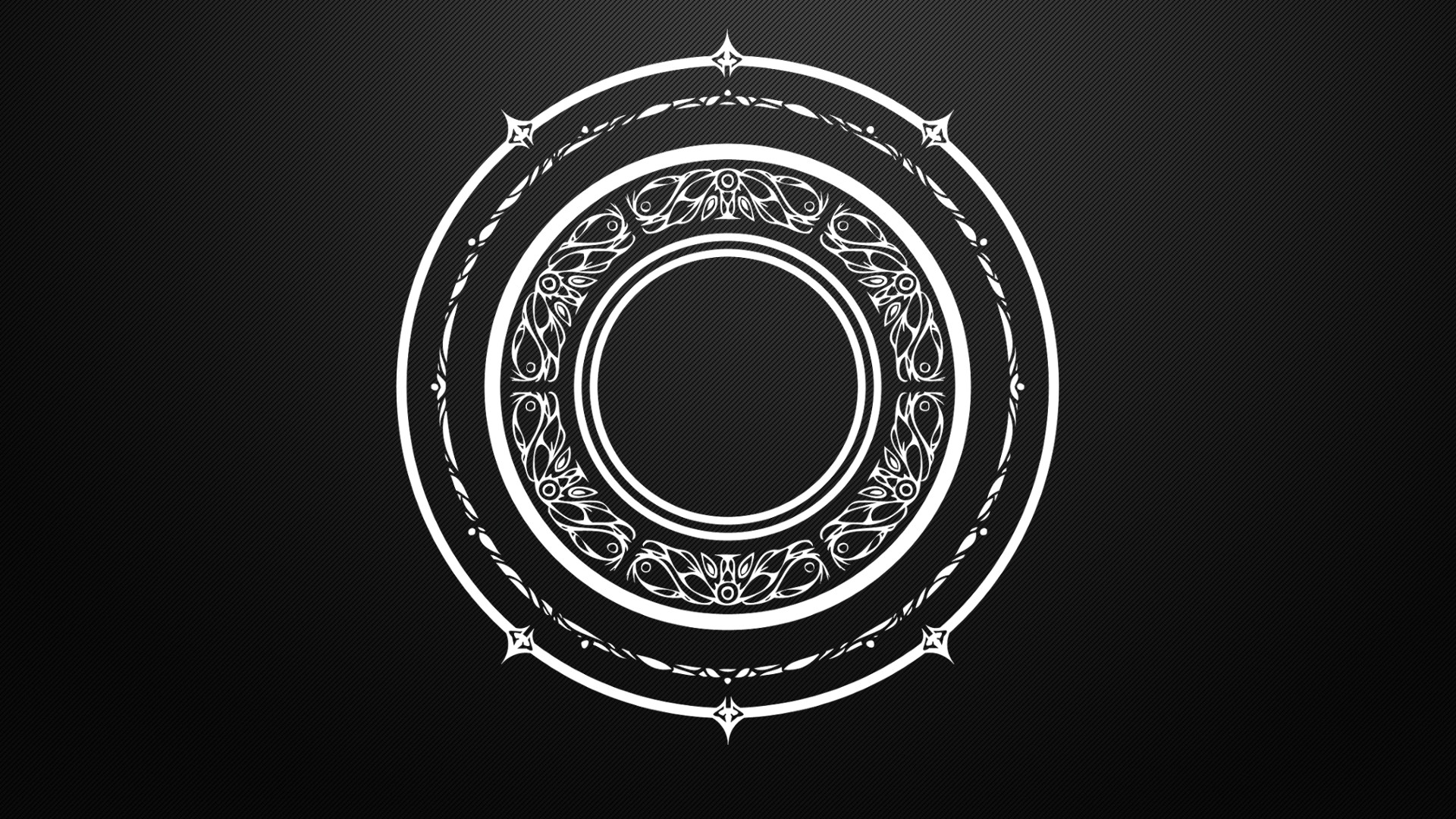 Cerchio magico, Mandala, Sfondo nero, Bianco, Full HD, wallpaper per computer