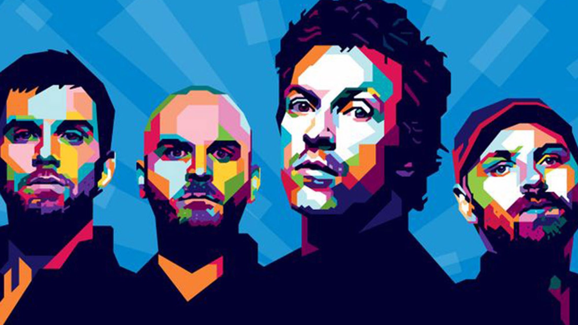 Coldplay, WPAP, Pop art, Ritratti, Blu, Full HD, sfondo per PC