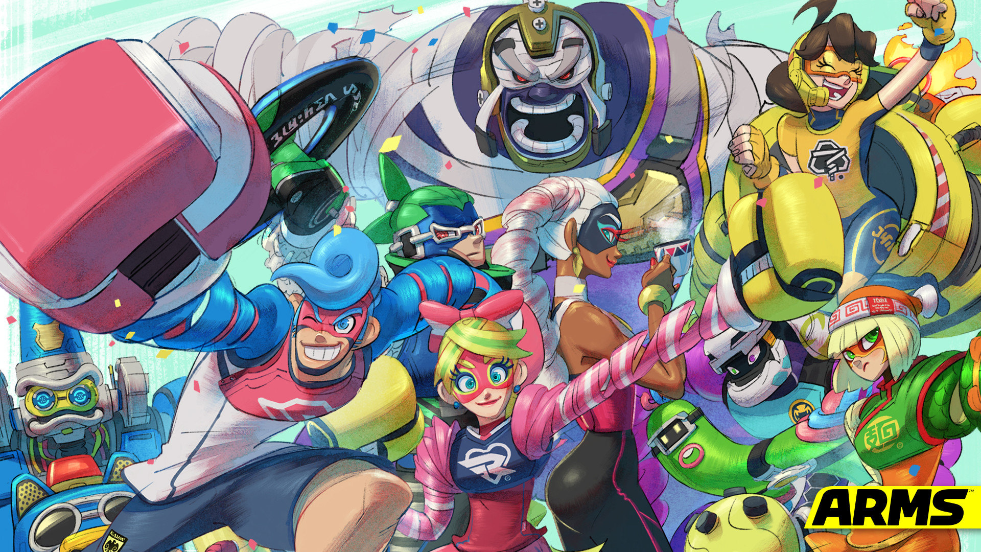 ARMS, Spring Man, Ribbon Girl, Min Min, Videogioco, Full HD, sfondo per PC e portatile