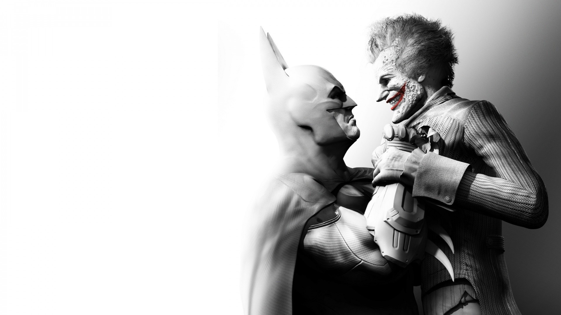 Joker, Batman, Batman: Arkham City, Bianco e nero, Scontro, 16:9 Full HD, sfondo widescreen