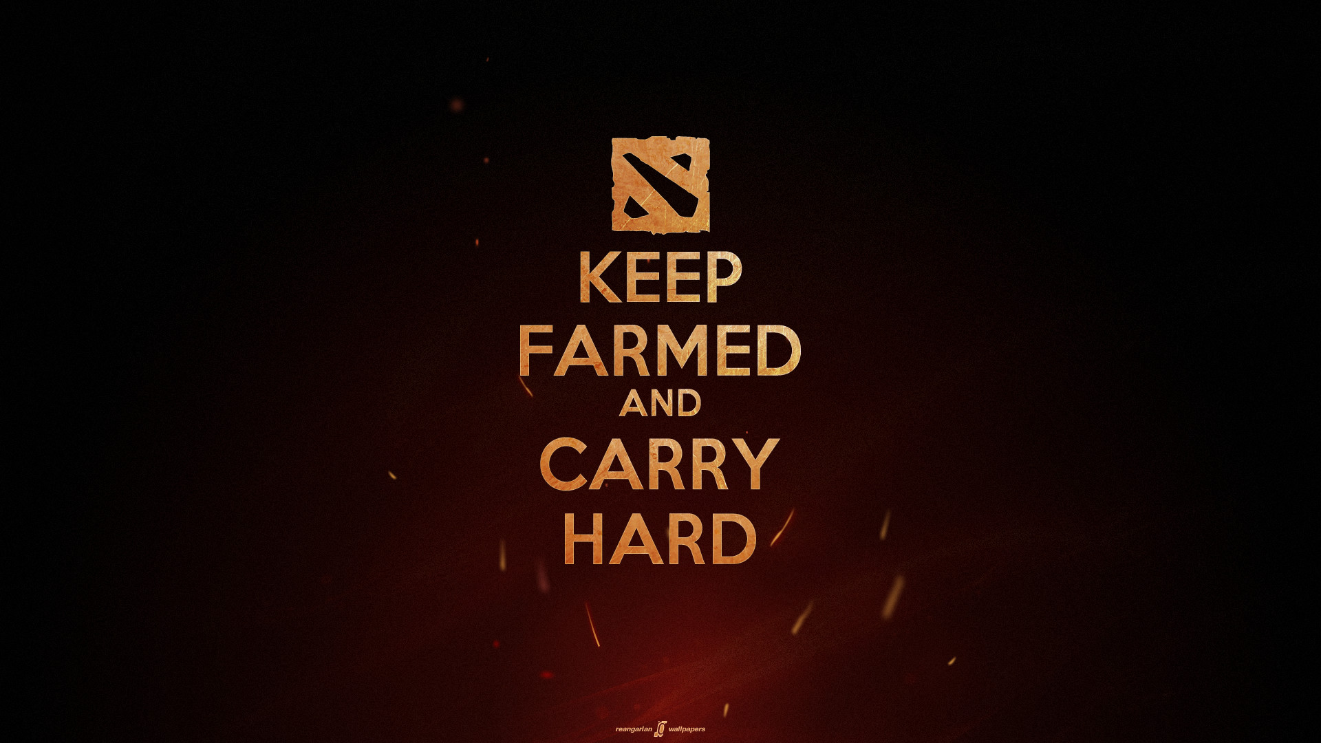 Dota 2, Keep Farmed and Carry Hard, Logo, Rosso scuro, Full HD, sfondo Windows 11