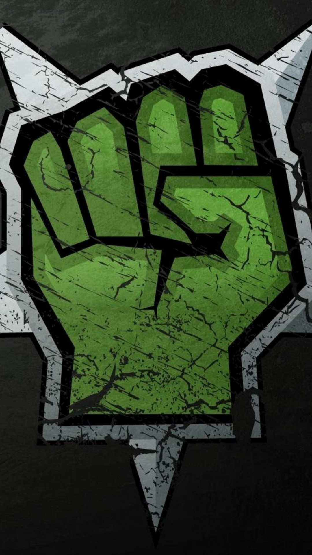 Pugno verde, Hulk, Marvel, Graffiti, Grunge, Full HD, sfondo verticale per cellulare