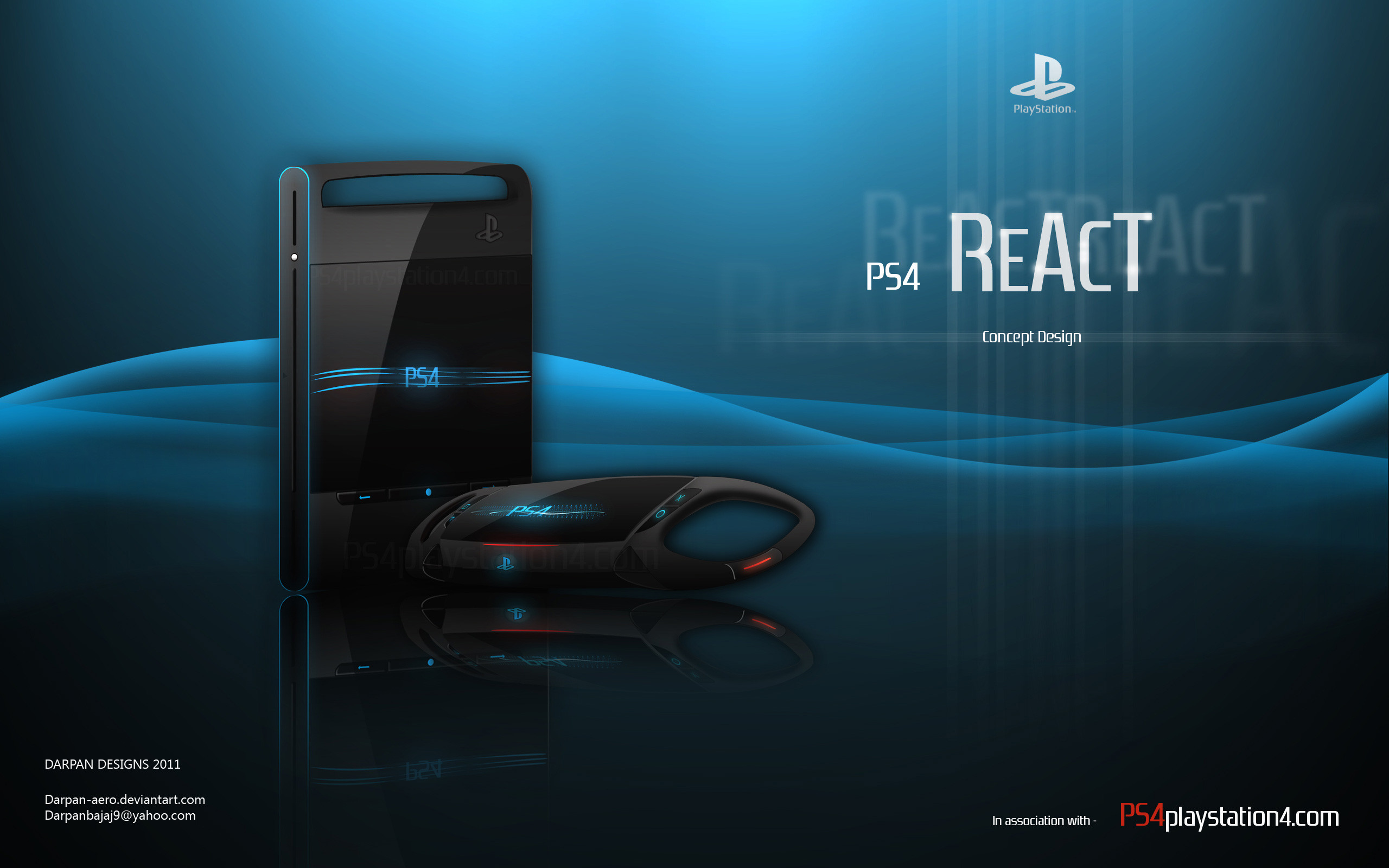 PS4 React, PlayStation 4, Concept, Blu, 16:10 2K, sfondo widescreen
