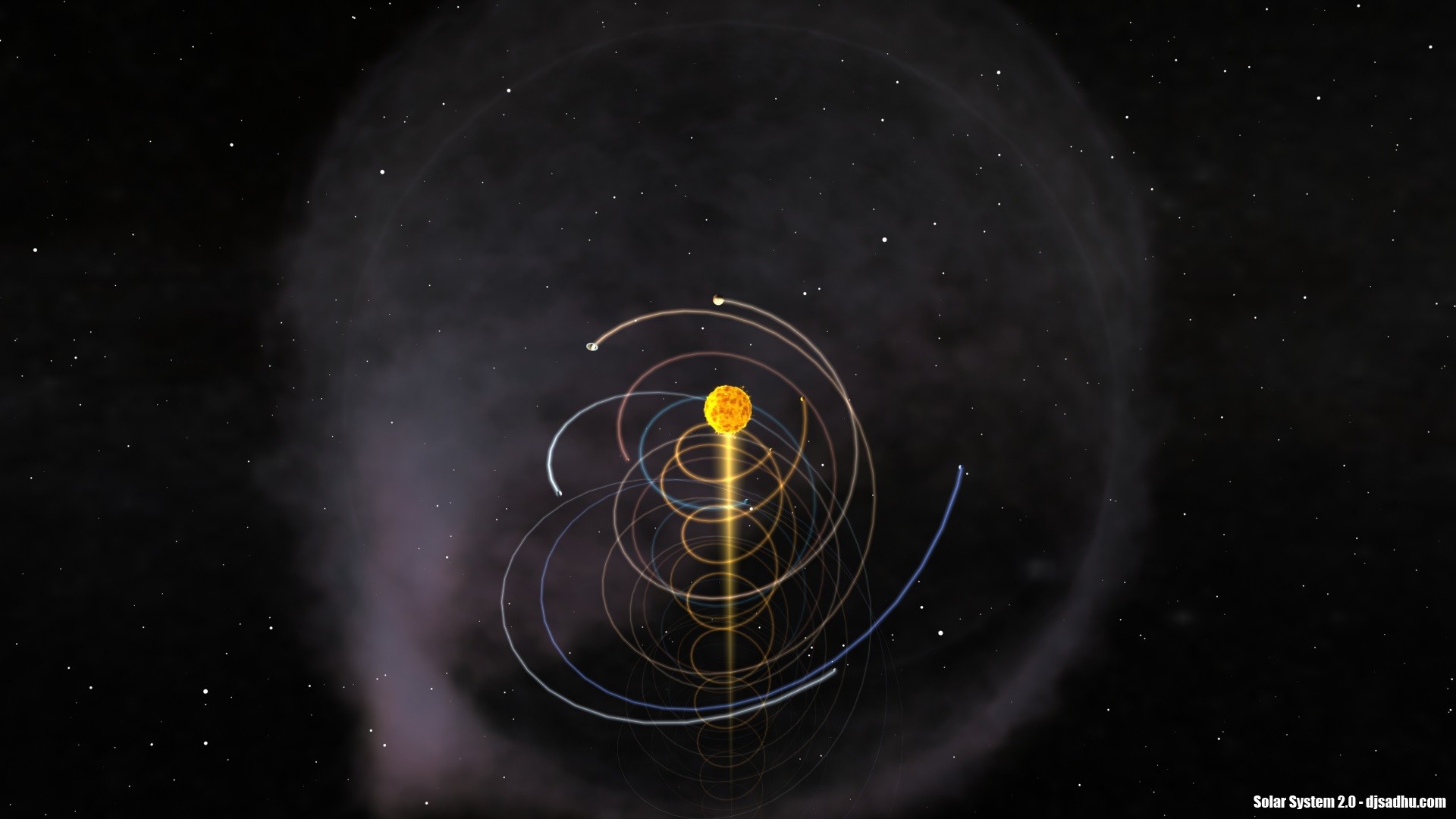 Sistema solare, Sole, Orbite, Animazione, Spazio, Full HD, sfondo desktop