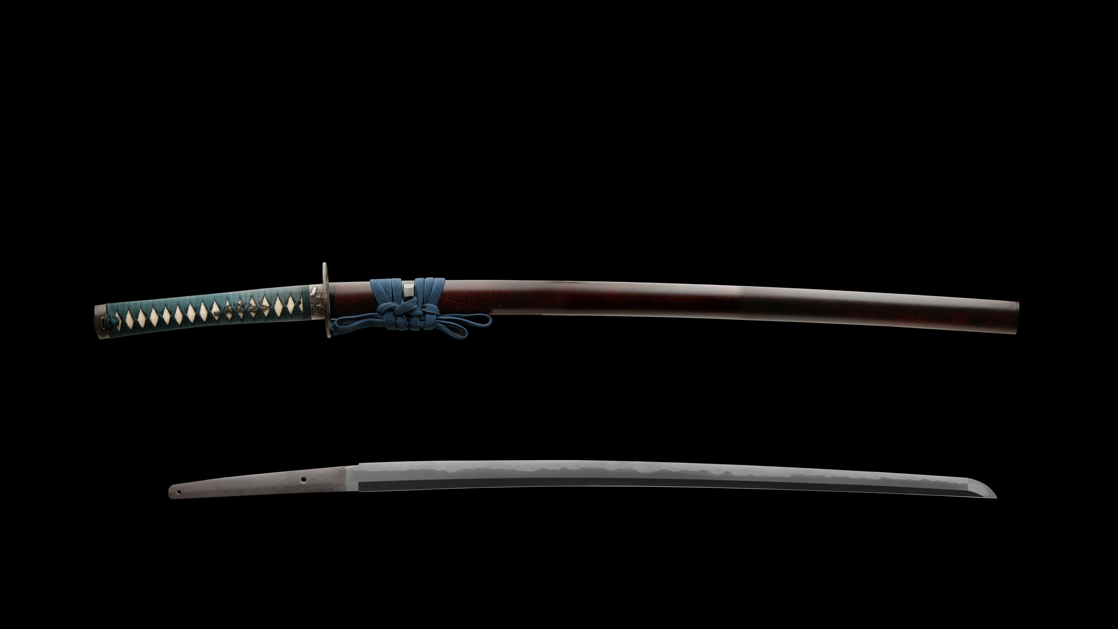 Katana, Saya, Sfondo nero, 4K, wallpaper desktop