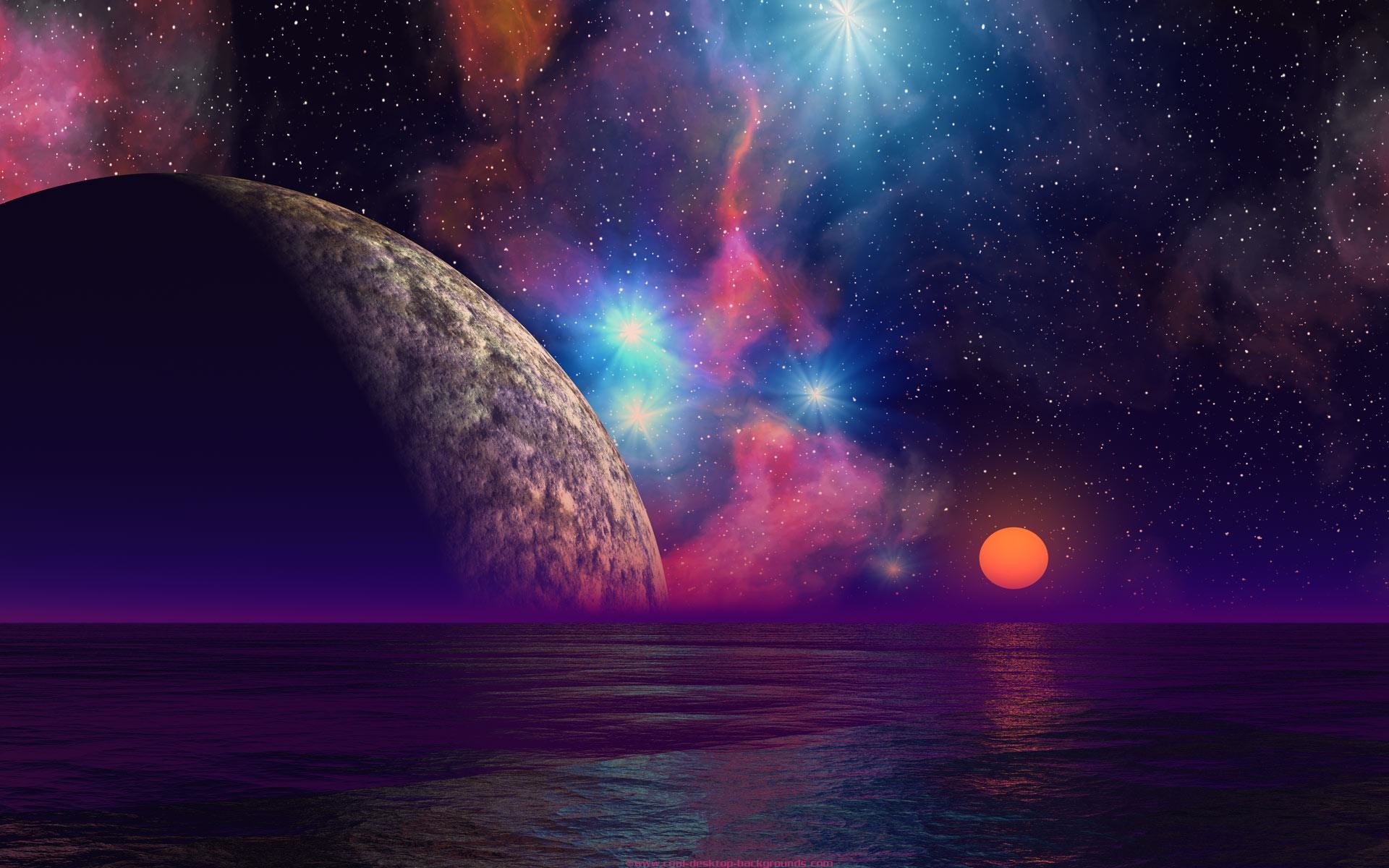 Pianeta, Nebulosa, Mare, Spazio, Full HD, sfondo per computer