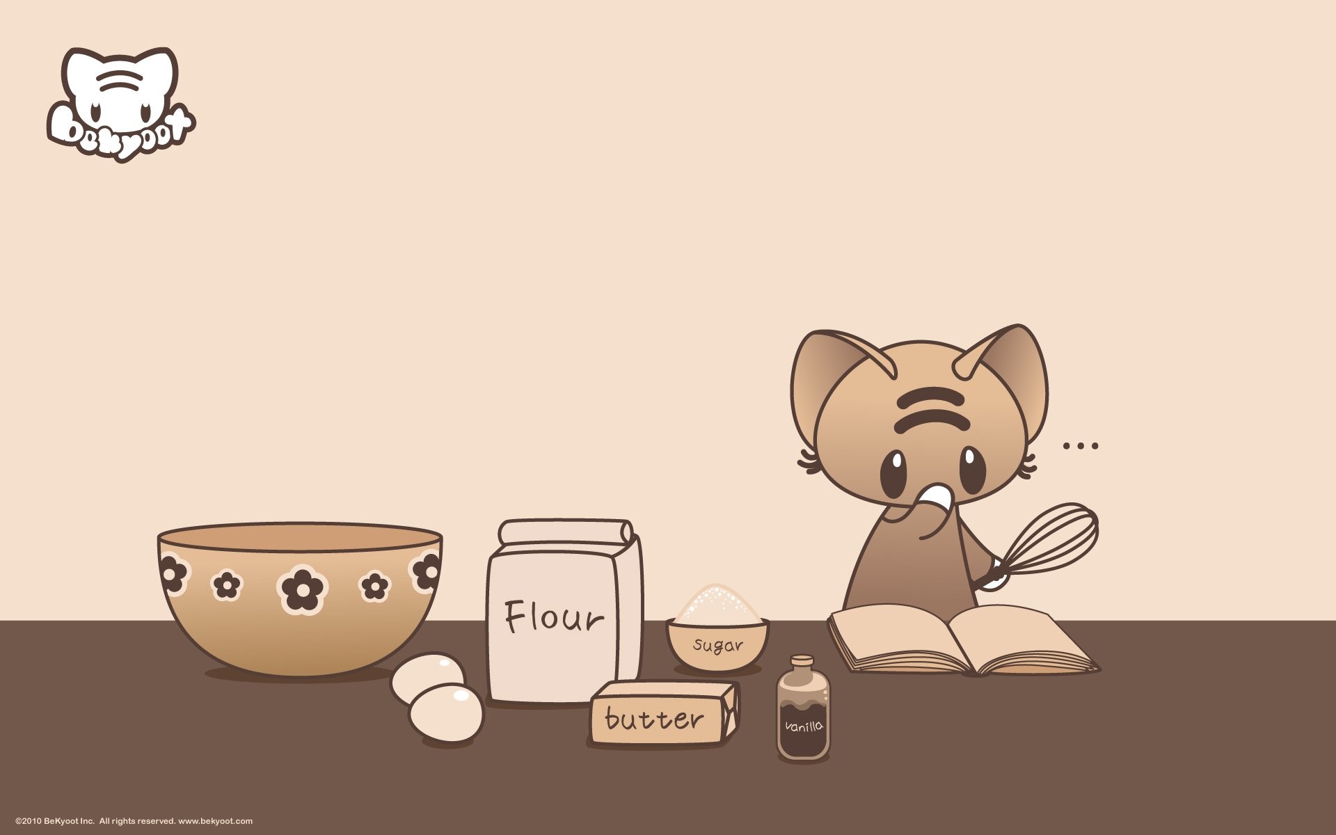 Gatto, Cucina, Farina, Kawaii, Full HD, sfondo per portatile
