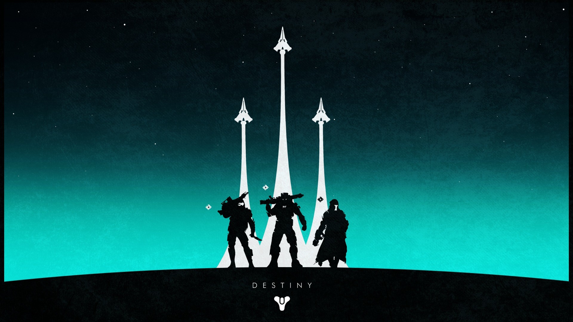 Destiny, Guardiani, Silhouette, Navi spaziali, Turchese, 16:9 Full HD, sfondo widescreen