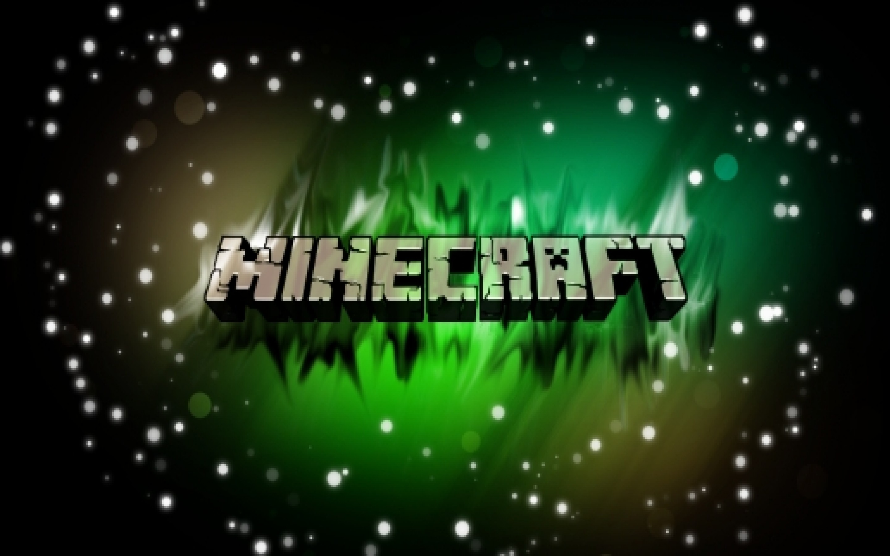 Minecraft, Logo, Particelle, Verde, 2880x1800, sfondo MacBook Pro