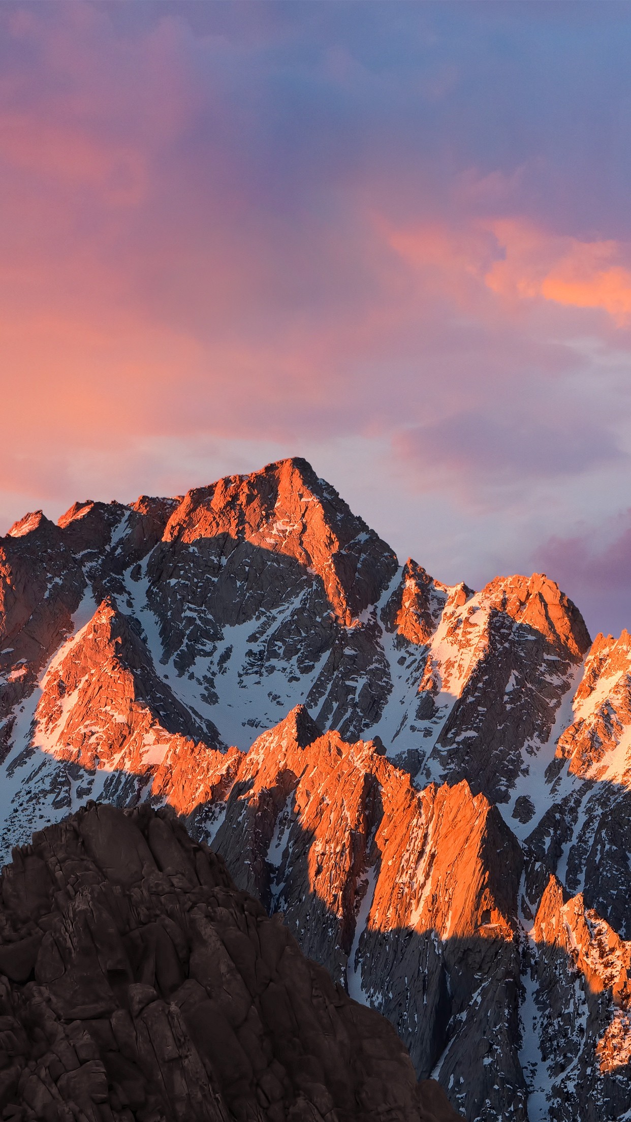 macOS Sierra, Montagna, Tramonto, sfondo iOS 10 Full HD
