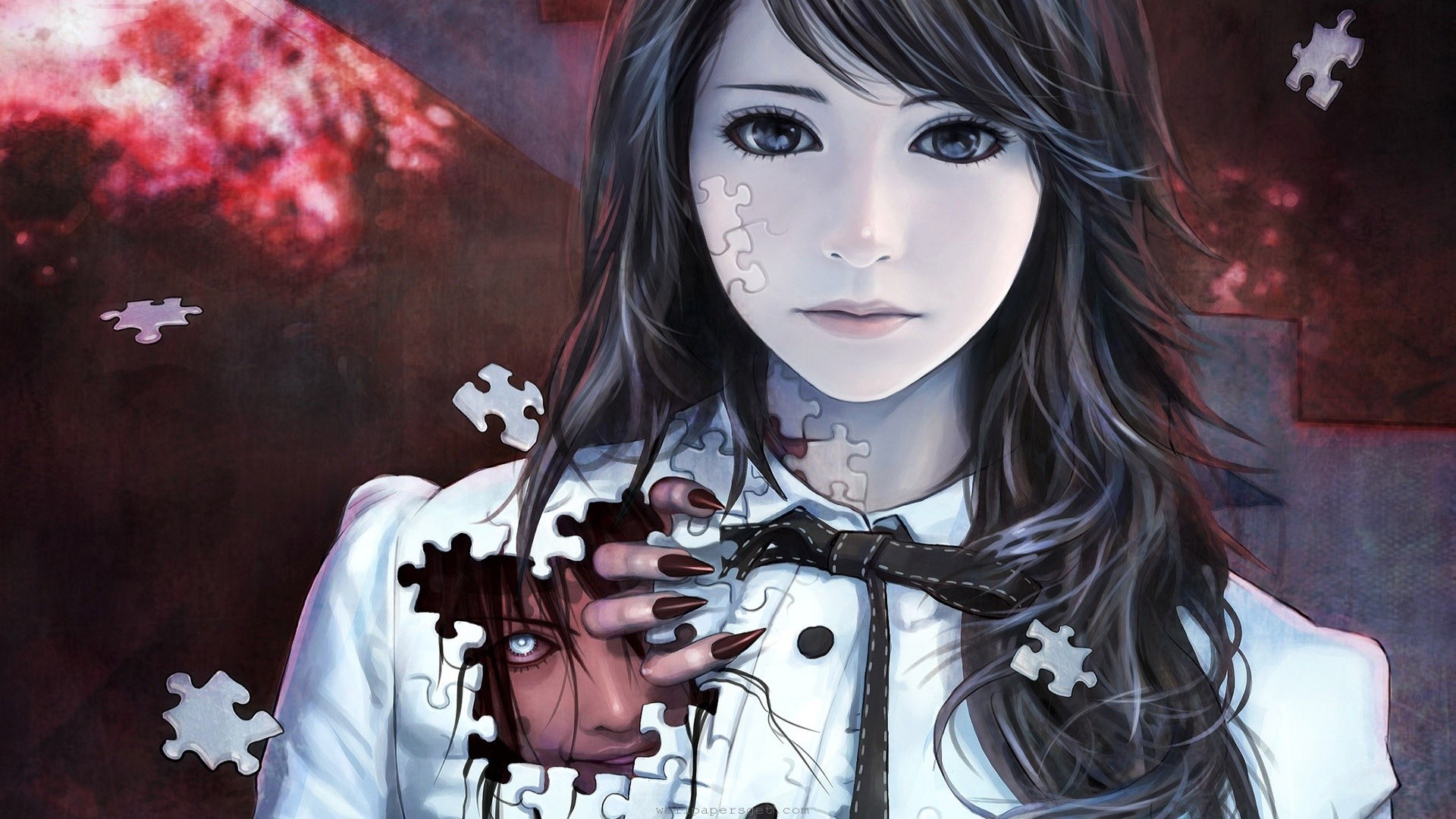 Ragazza, Puzzle, Semi-realistico, Arte digitale, 1920x1080, immagine di sfondo