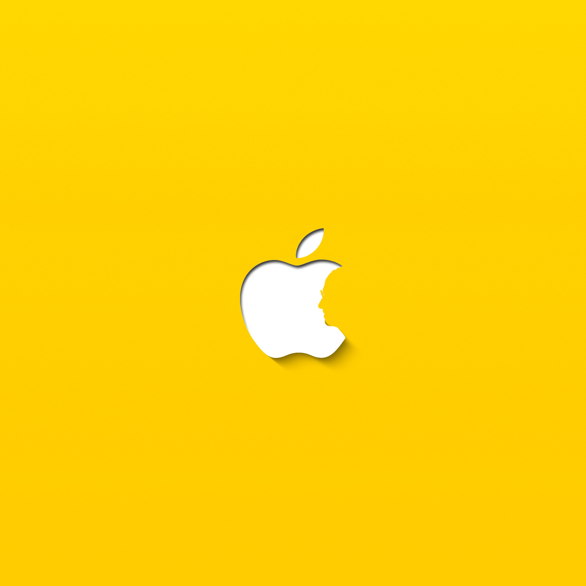 Logo Apple, Apple, Sfondo giallo, Minimalismo, Full HD, schermata di blocco iPad