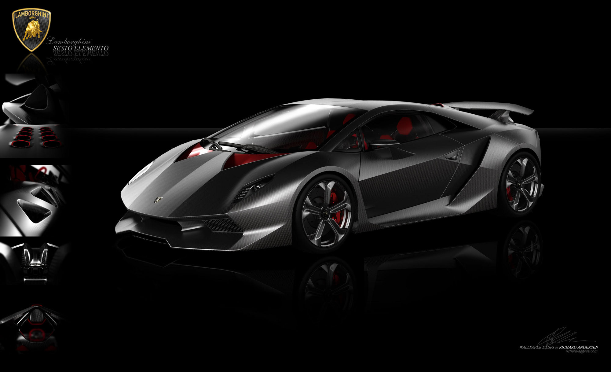 Lamborghini Sesto Elemento, Supercar, Sfondo nero, Full HD, wallpaper per portatile