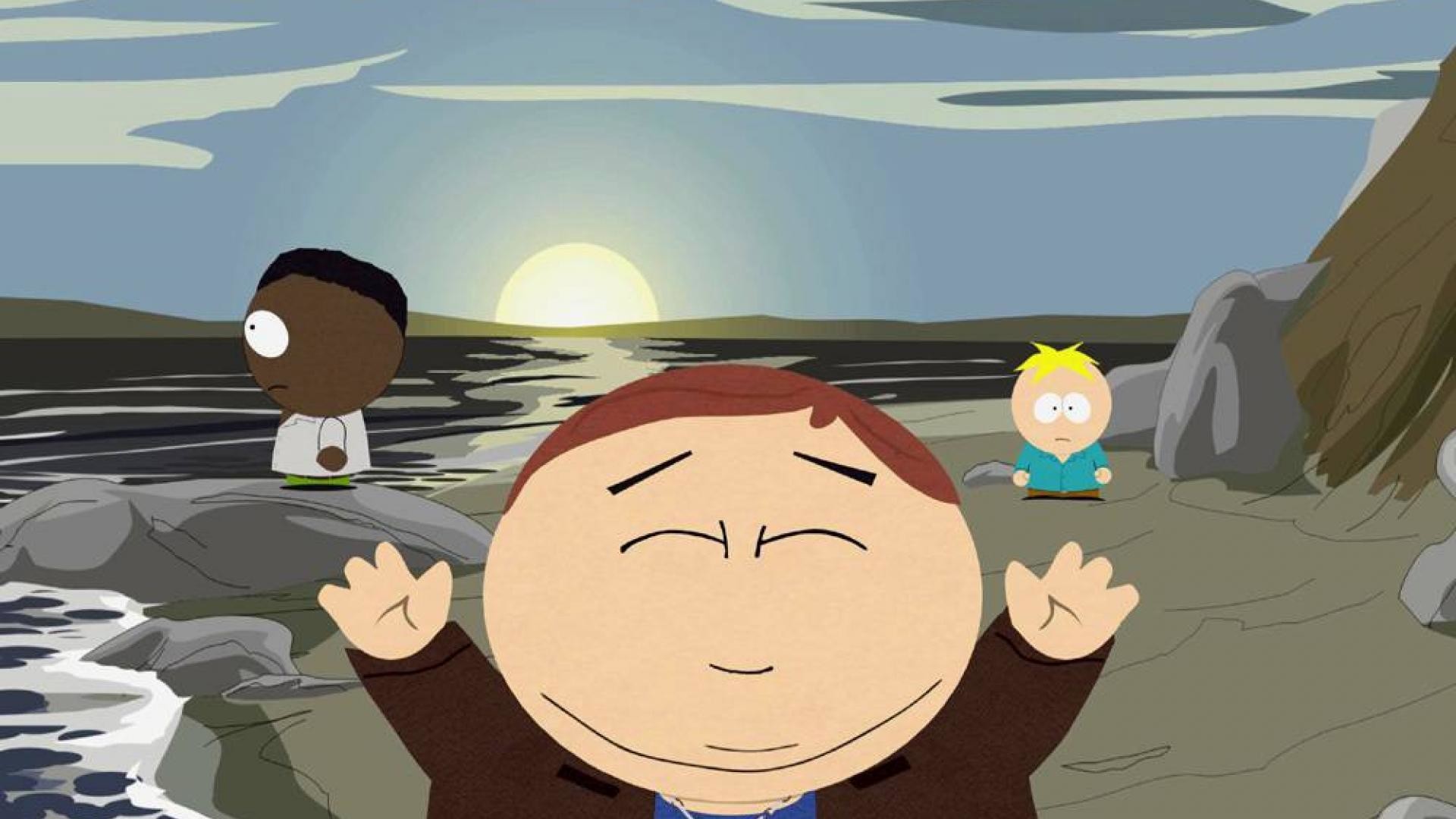 Eric Cartman, South Park, Spiaggia, Tramonto, Full HD, sfondo per PC e portatile
