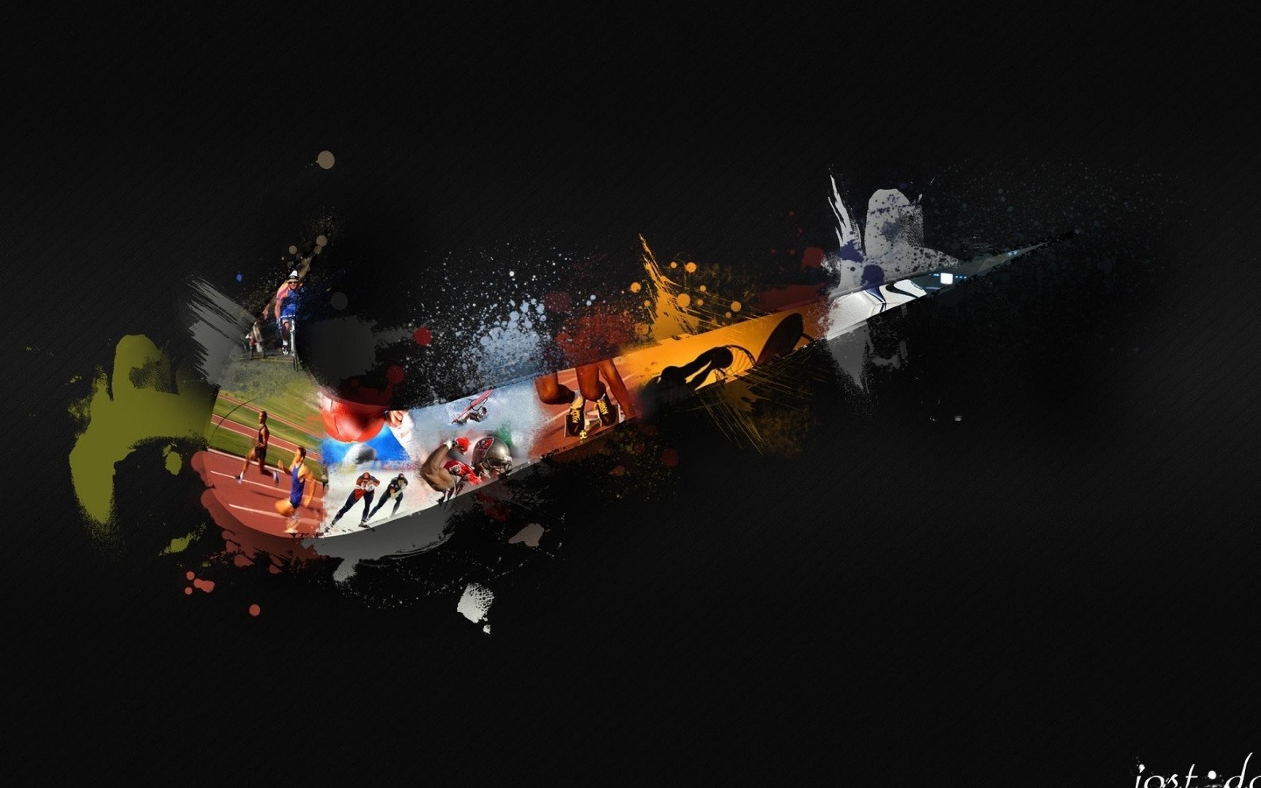 Nike, Swoosh, Collage sportivo, 2560x1600, immagine di sfondo