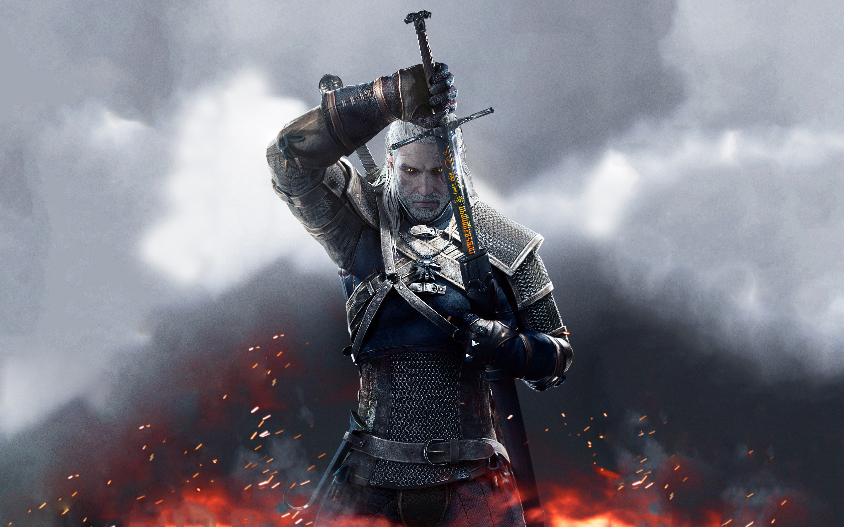 Geralt di Rivia, The Witcher 3: Wild Hunt, Spada, Braci, 2880x1800, sfondo MacBook Pro