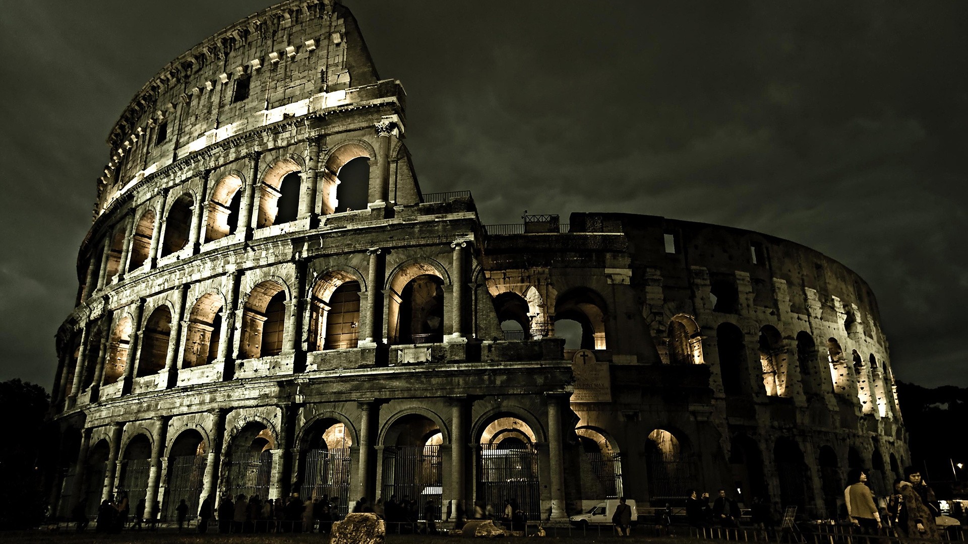 Colosseo, Roma, Italia, Notte, Anfiteatro, Full HD, sfondo per PC e portatile