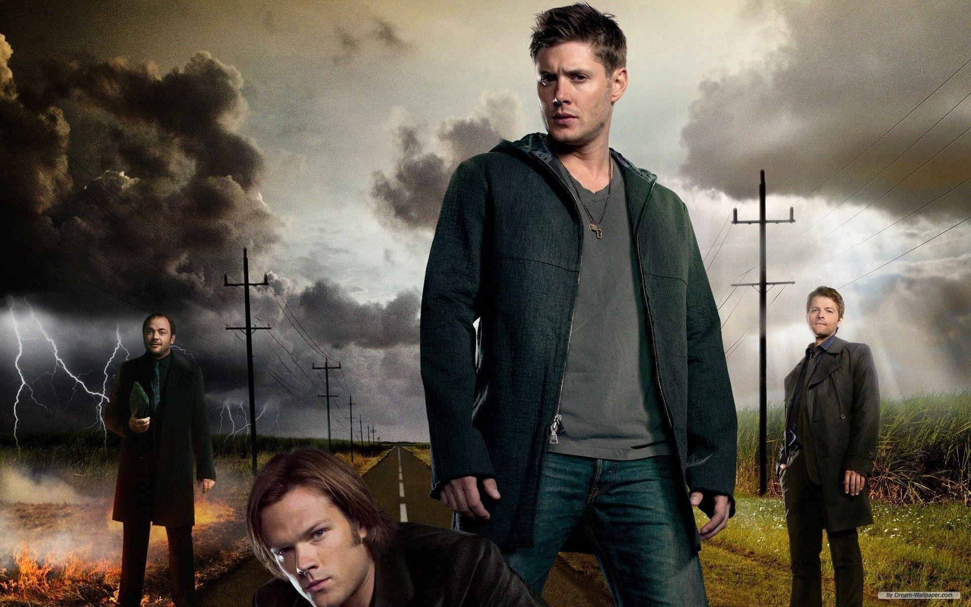 Dean Winchester, Sam Winchester, Castiel, Supernatural, Temporale, sfondo widescreen Full HD