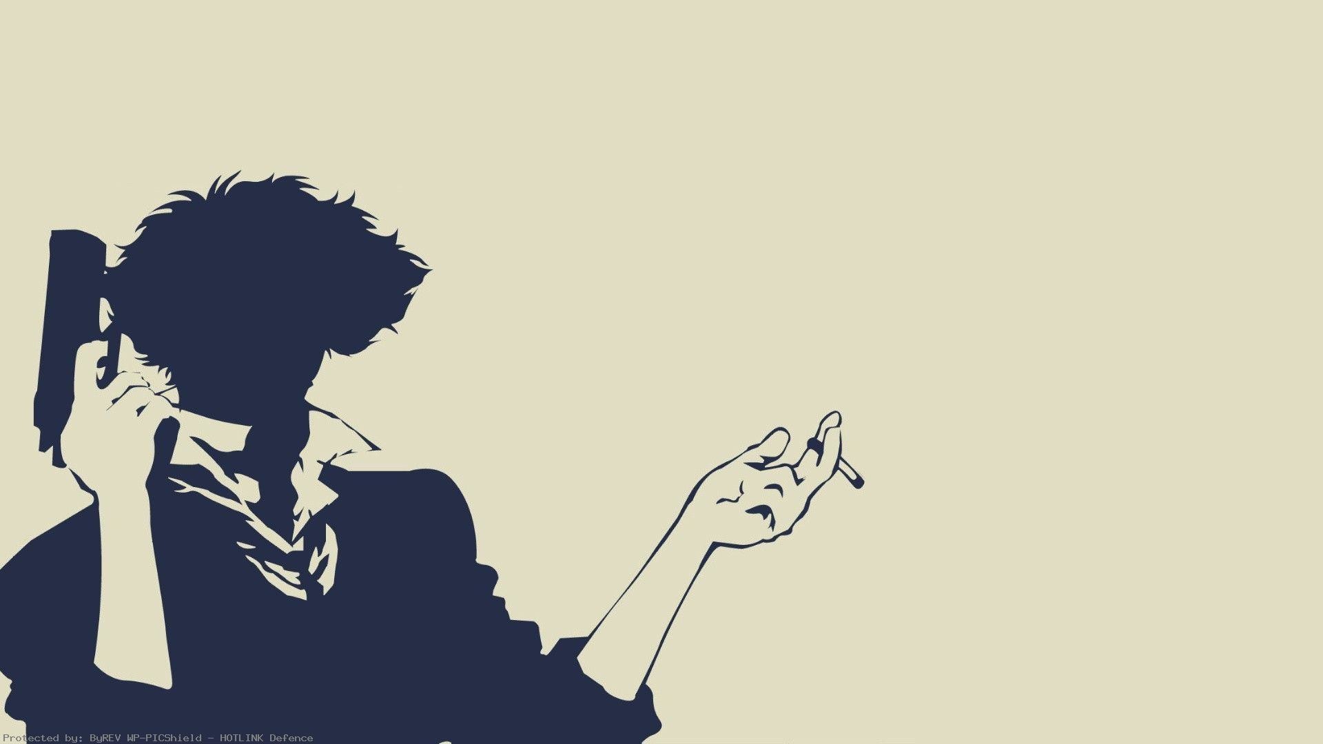 Spike Spiegel, Cowboy Bebop, Silhouette, Minimalismo, Full HD, sfondo per portatile