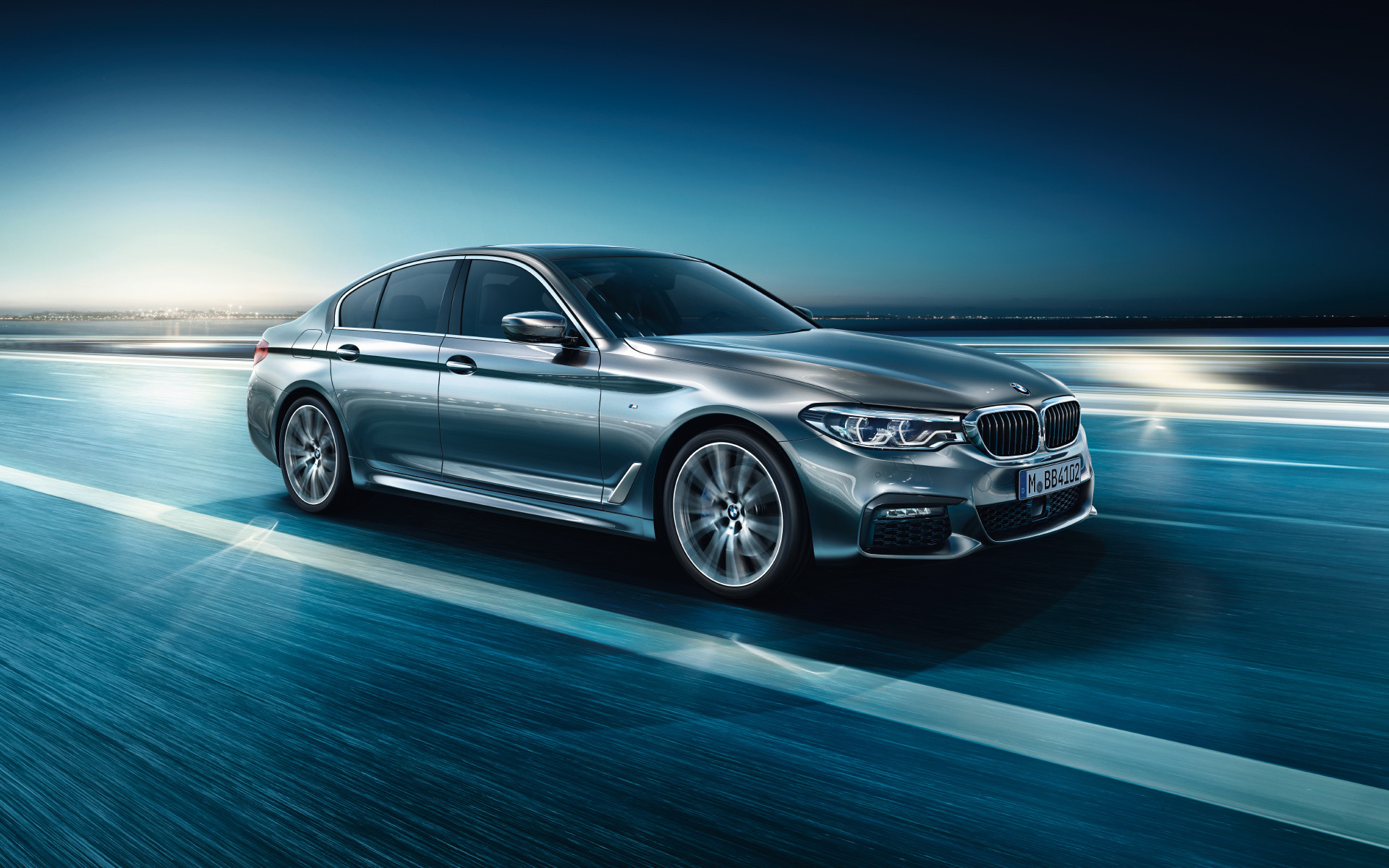 BMW Serie 5 (G30), BMW, Argento, Strada, Velocità, 1920x1200, sfondo MacBook Pro