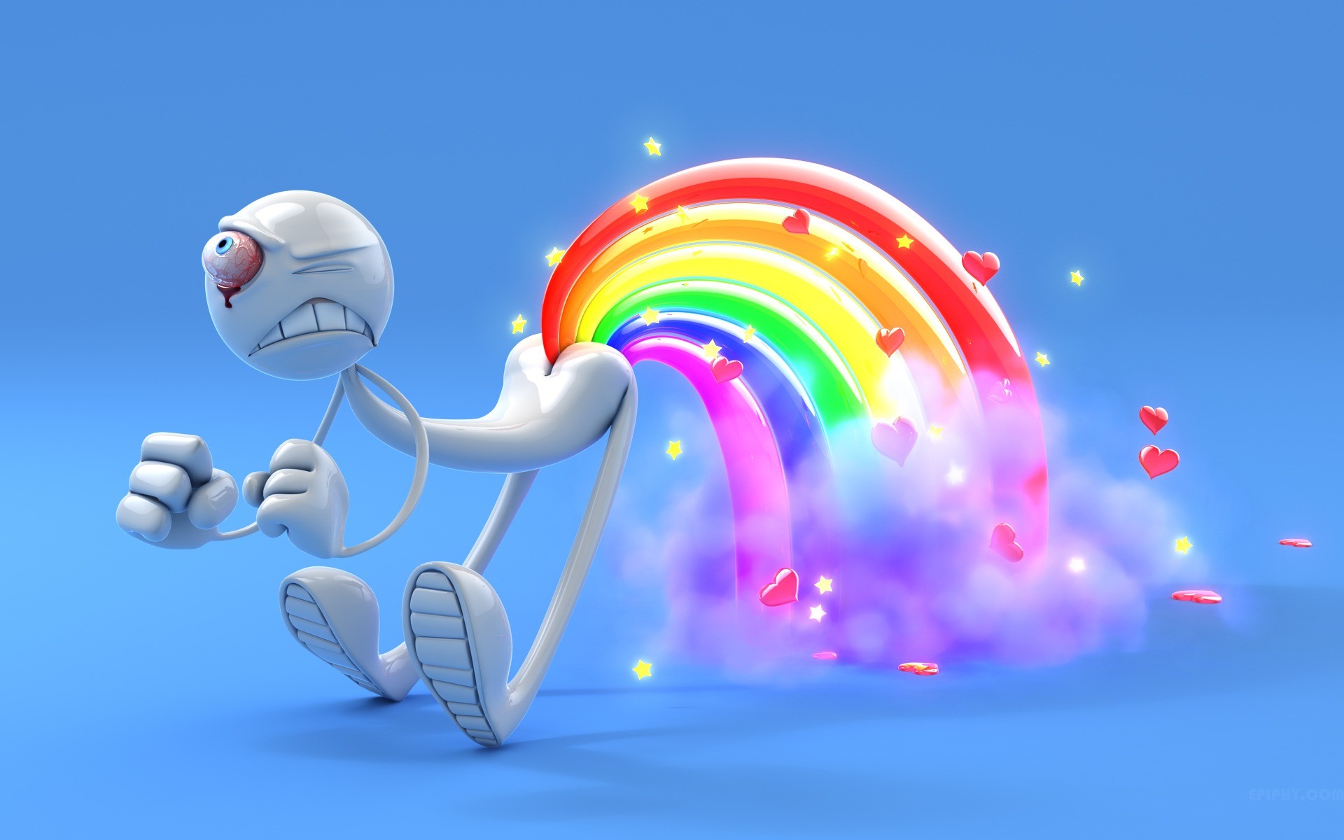 Personaggio 3D, Arcobaleno, Cartone animato, Azzurro, 1920x1200, immagine di sfondo