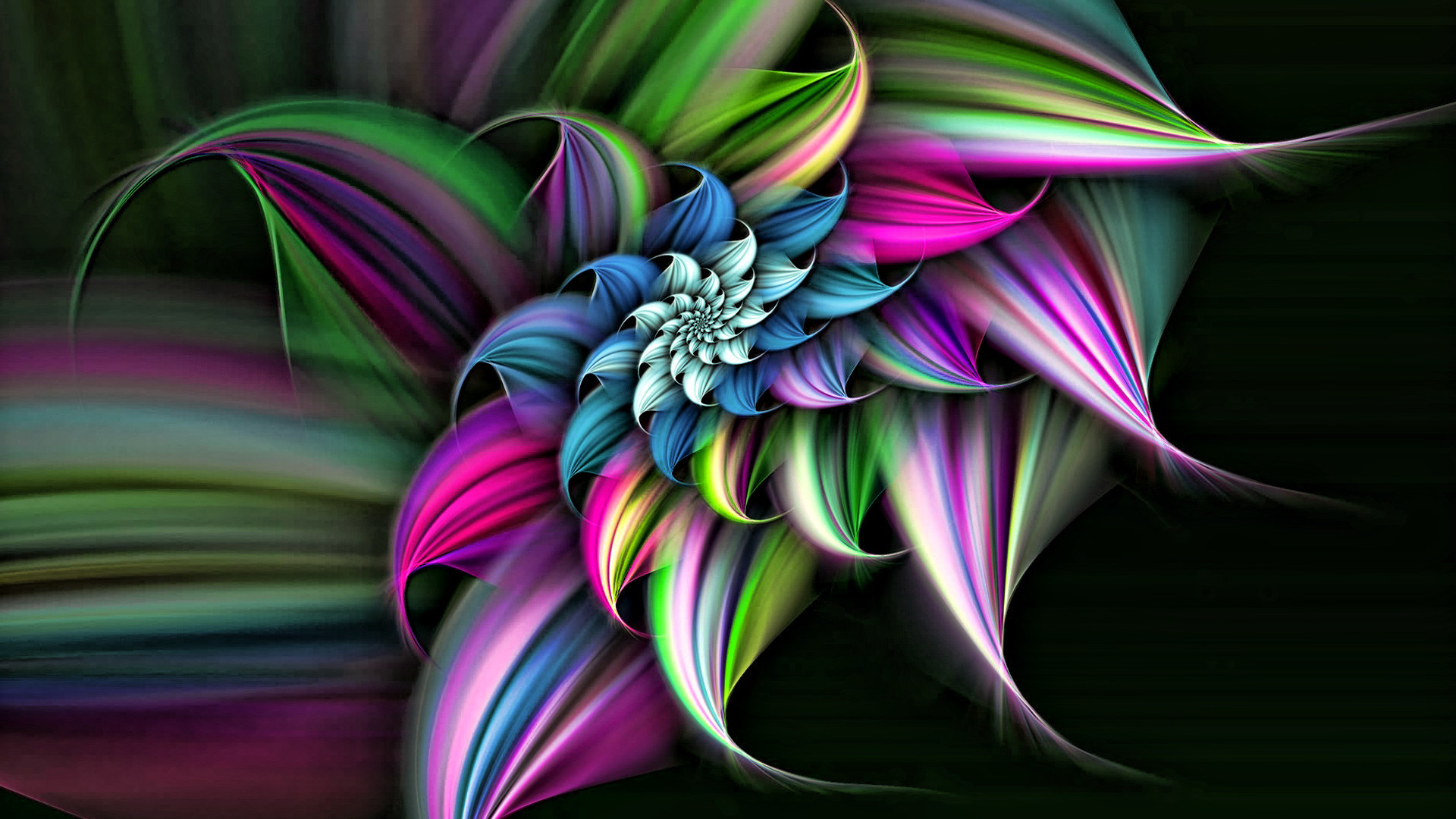 Fiore frattale, Arte frattale, Colori vivaci, Astratto, immagine di sfondo PC