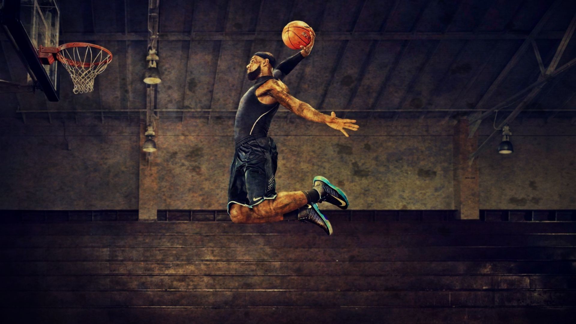 LeBron James, Schiacciata, Palestra, Pallacanestro, 1920x1080, sfondo per PC