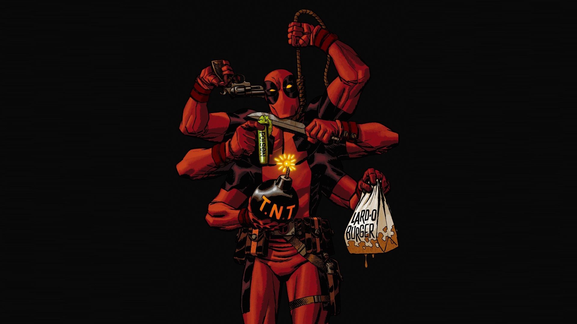 Deadpool, TNT, Braccia multiple, Fumetto, Full HD 1080p, sfondo desktop